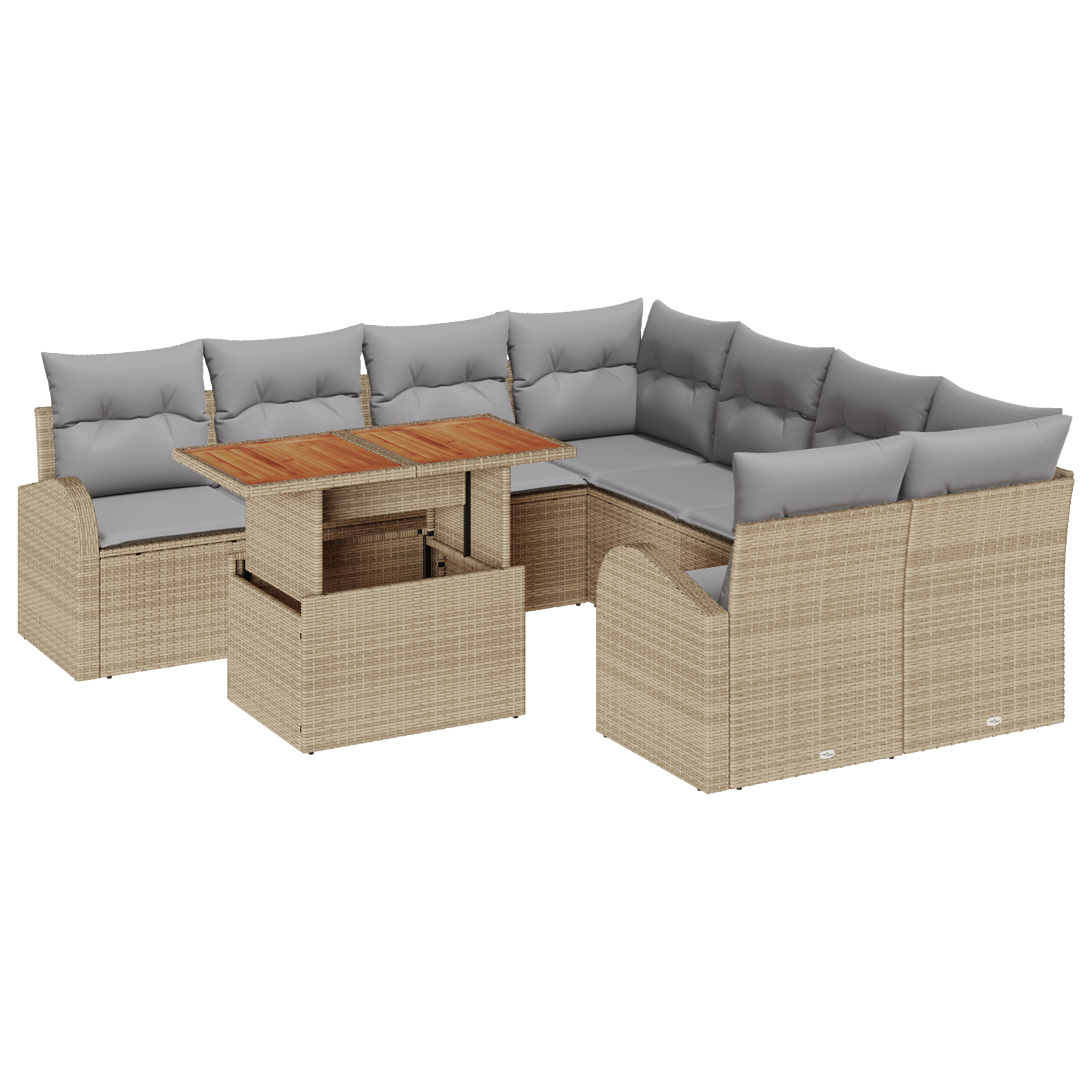 vidaXL Set de canapele pentru grădină Manual 9 pcs bej și gri deschis vidaXL Set de canapele pentru grădină Manual 9 pcs bej și gri deschis