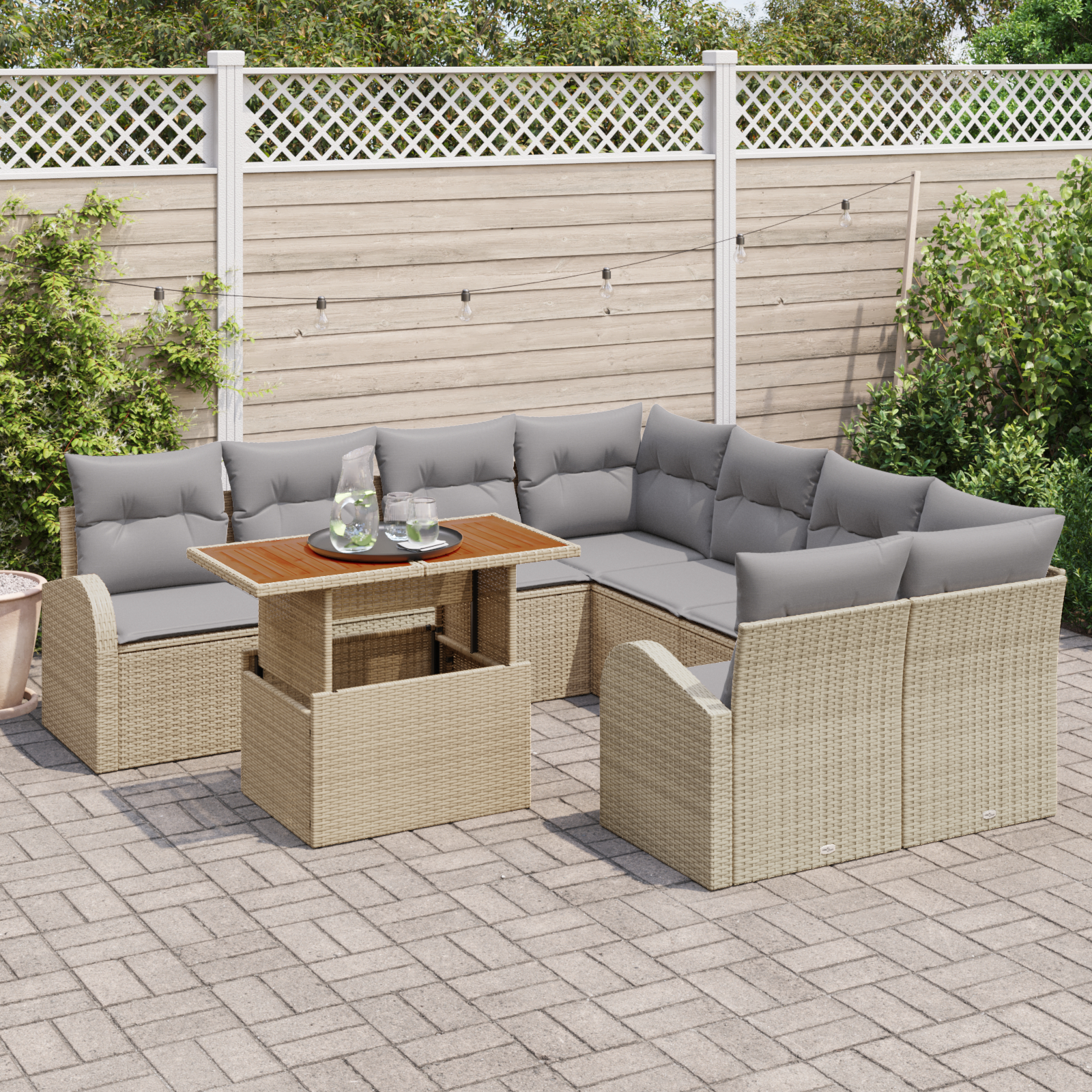 vidaXL Set de canapele pentru grădină Manual 9 pcs bej și gri deschis vidaXL Set de canapele pentru grădină Manual 9 pcs bej și gri deschis