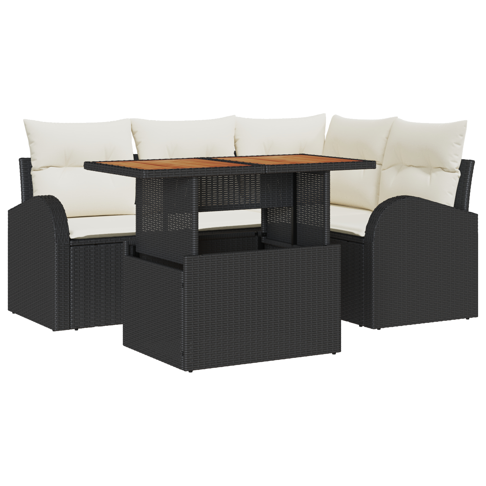 vidaXL Set de canapele pentru grădină cu pernă 5 pcs negru și crem vidaXL Set de canapele pentru grădină cu pernă 5 pcs negru și crem
