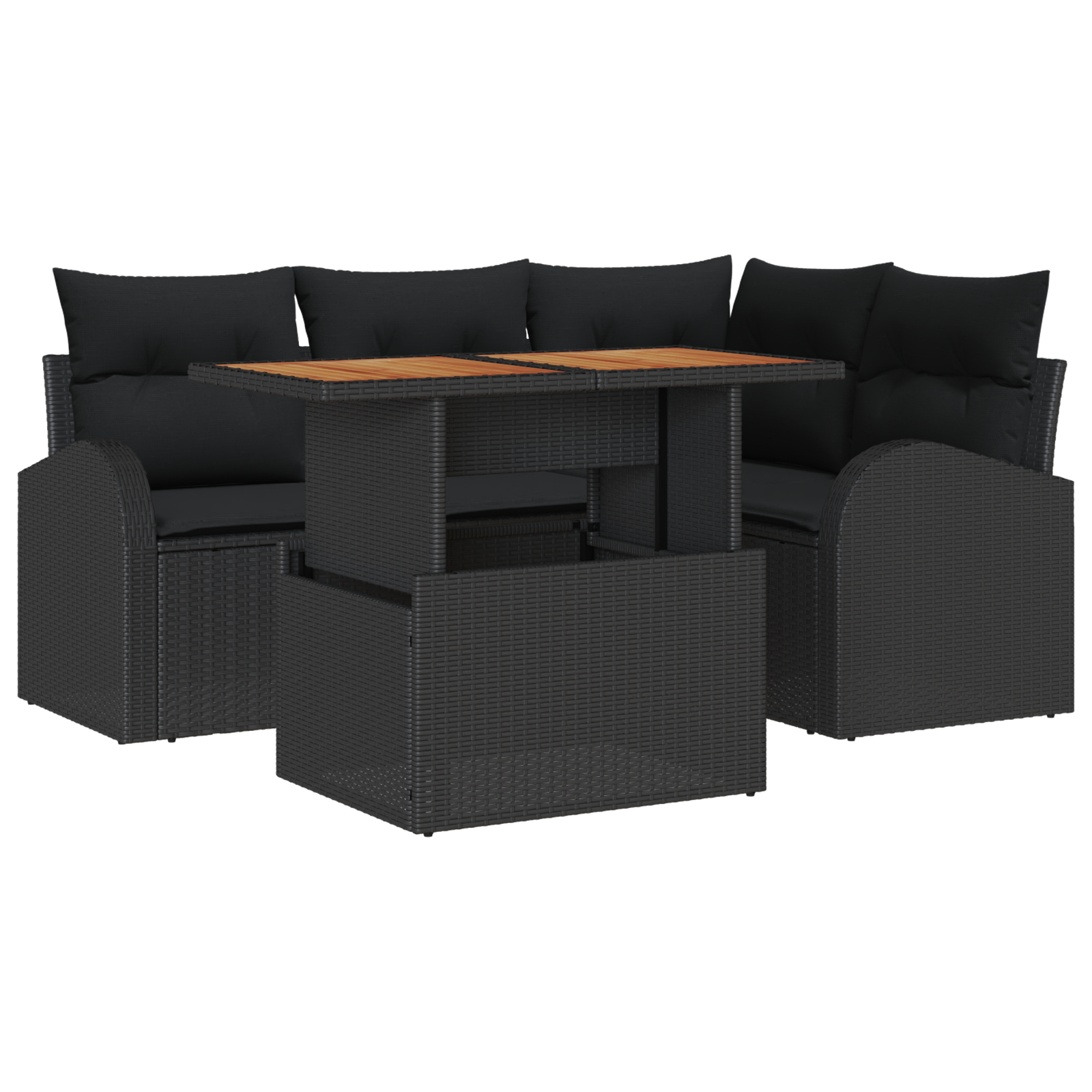 vidaXL Set de canapele pentru grădină 5 pcs Negru 100 x 55 x 73 cm
