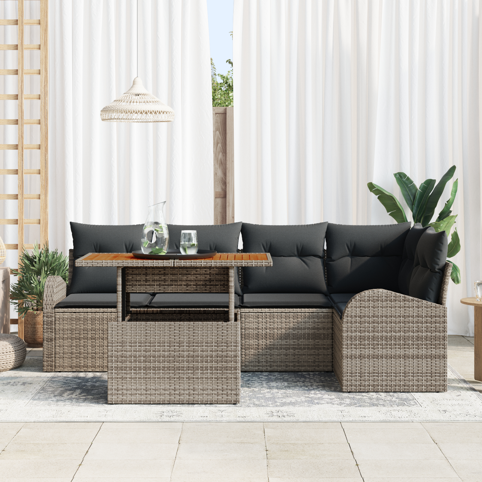 vidaXL Set de canapele pentru grădină 6 pcs Gri 100 x 55 x 73 cm