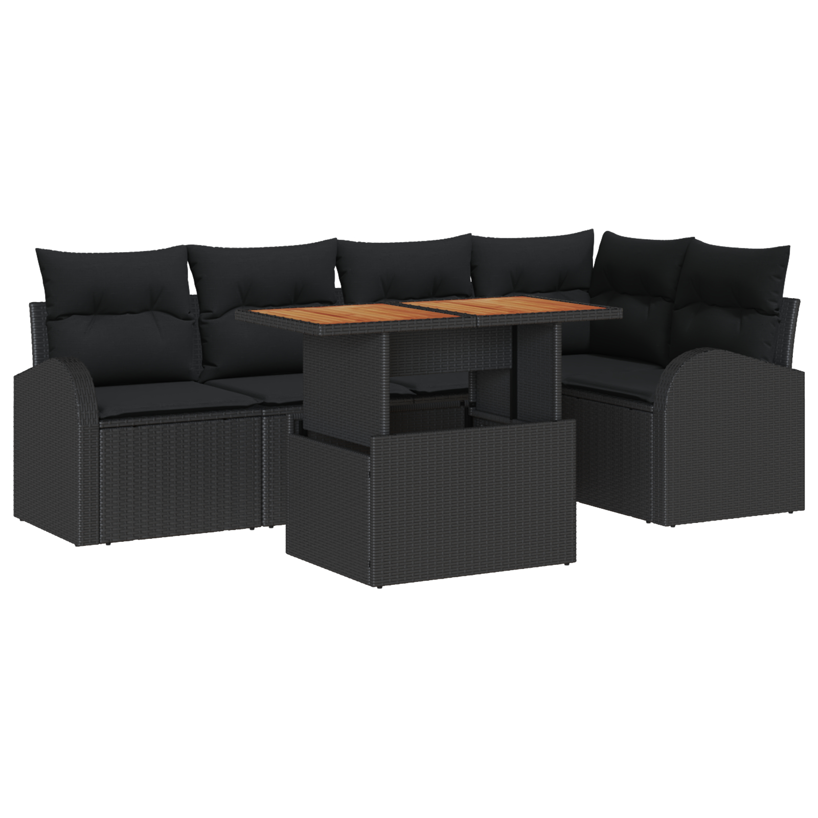 vidaXL Set de canapele pentru grădină 6 pcs Negru 100 x 55 x 73 cm