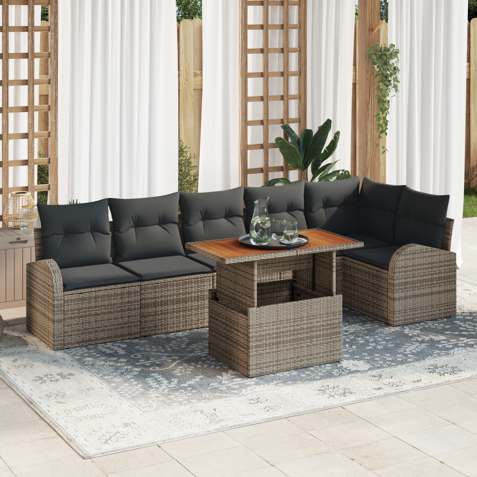 vidaXL Set de canapele pentru grădină 7 pcs Gri 100 x 55 x 73 cm