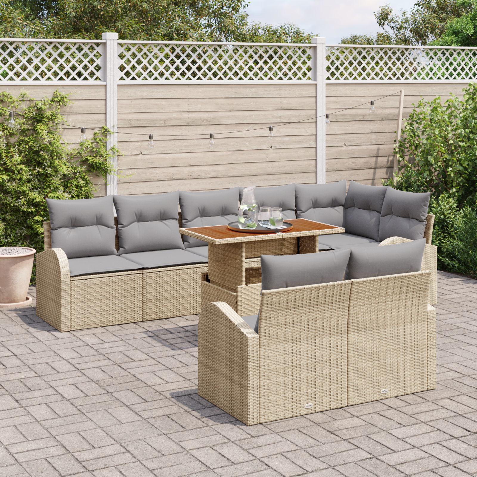 vidaXL Set de canapele pentru grădină 9 pcs bej și gri deschis