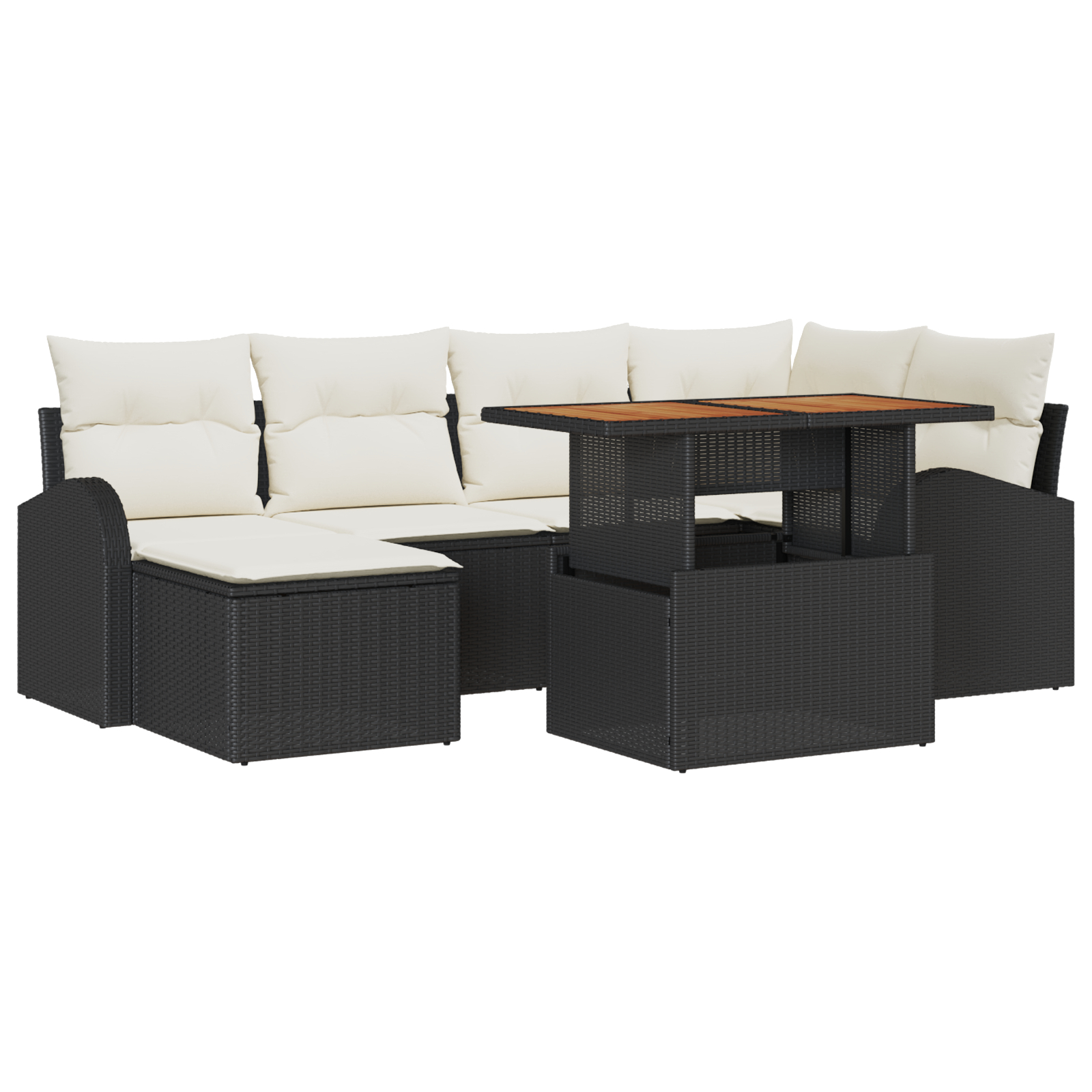 vidaXL Set de canapele pentru grădină cu pernă 7 pcs negru și crem vidaXL Set de canapele pentru grădină cu pernă 7 pcs negru și crem