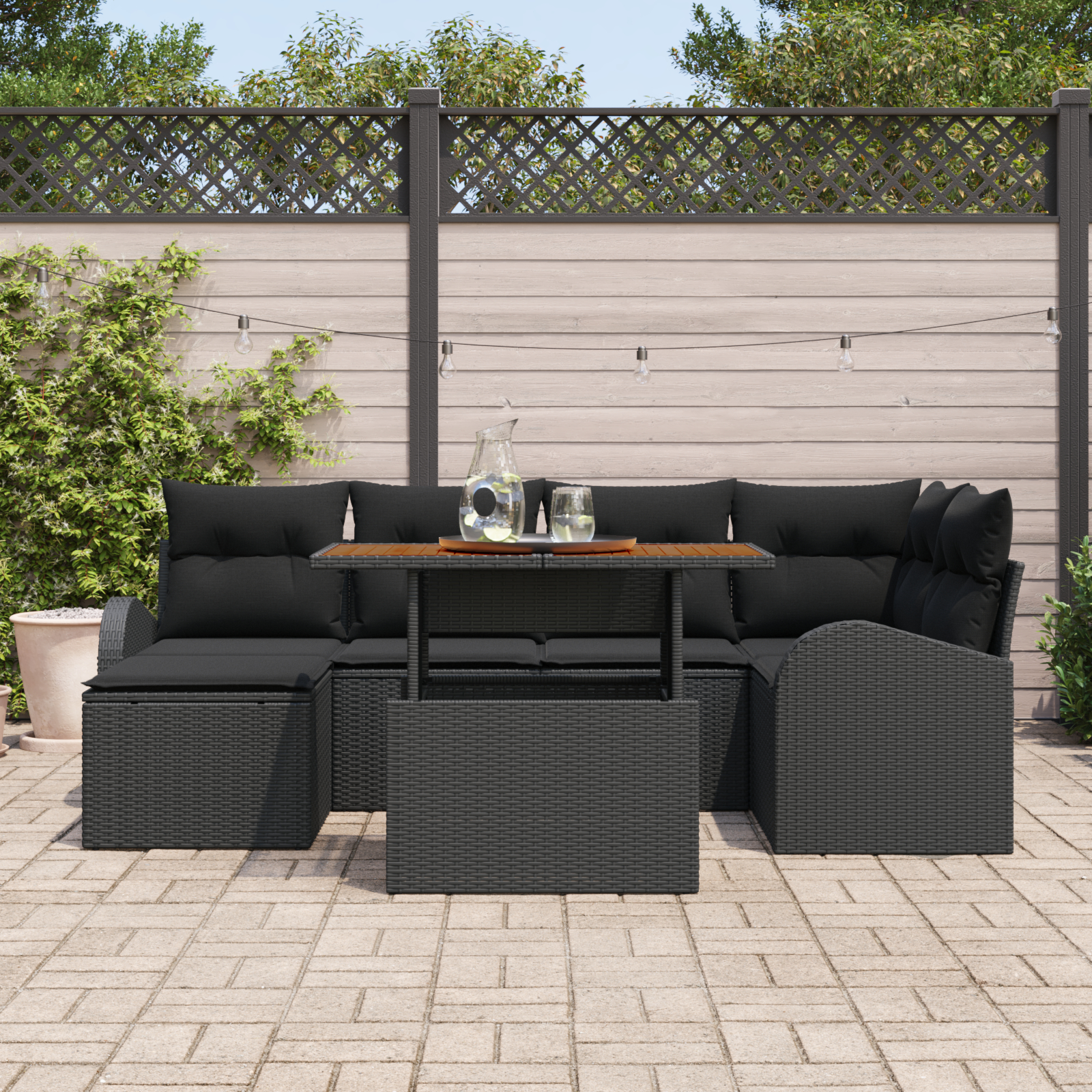 vidaXL Set de canapele pentru grădină cu pernă 7 pcs Negru vidaXL Set de canapele pentru grădină cu pernă 7 pcs Negru