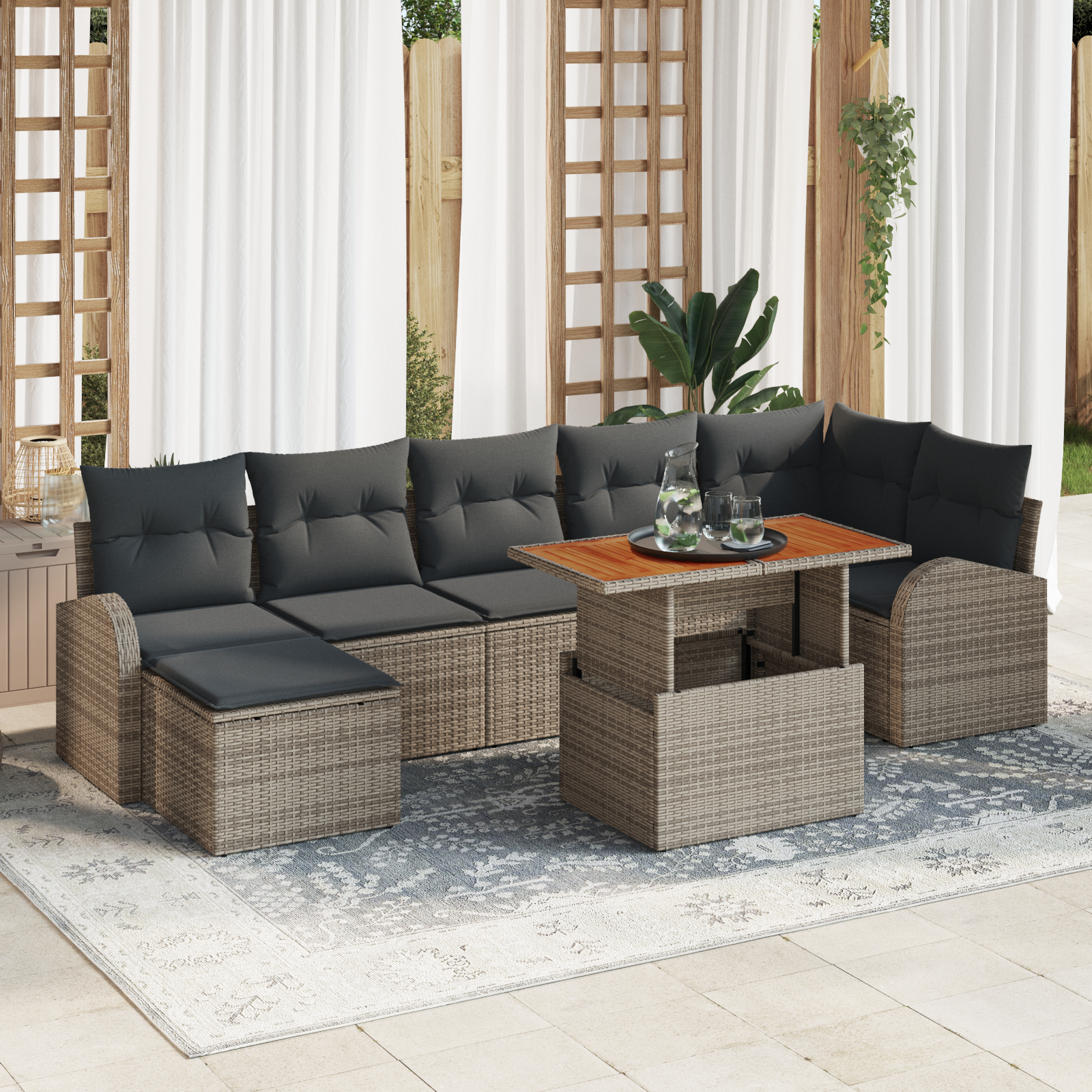 vidaXL Set de canapele pentru grădină cu pernă 8 pcs Gri