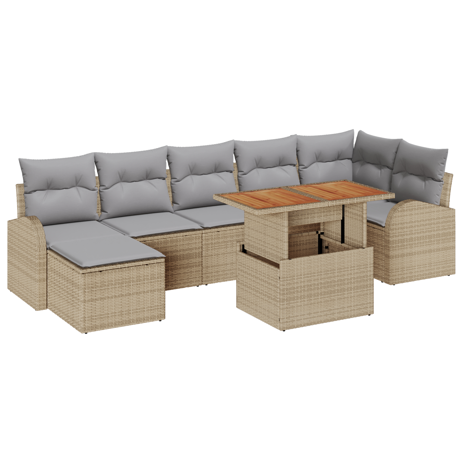vidaXL Set de canapele pentru grădină 8 pcs bej și gri deschis