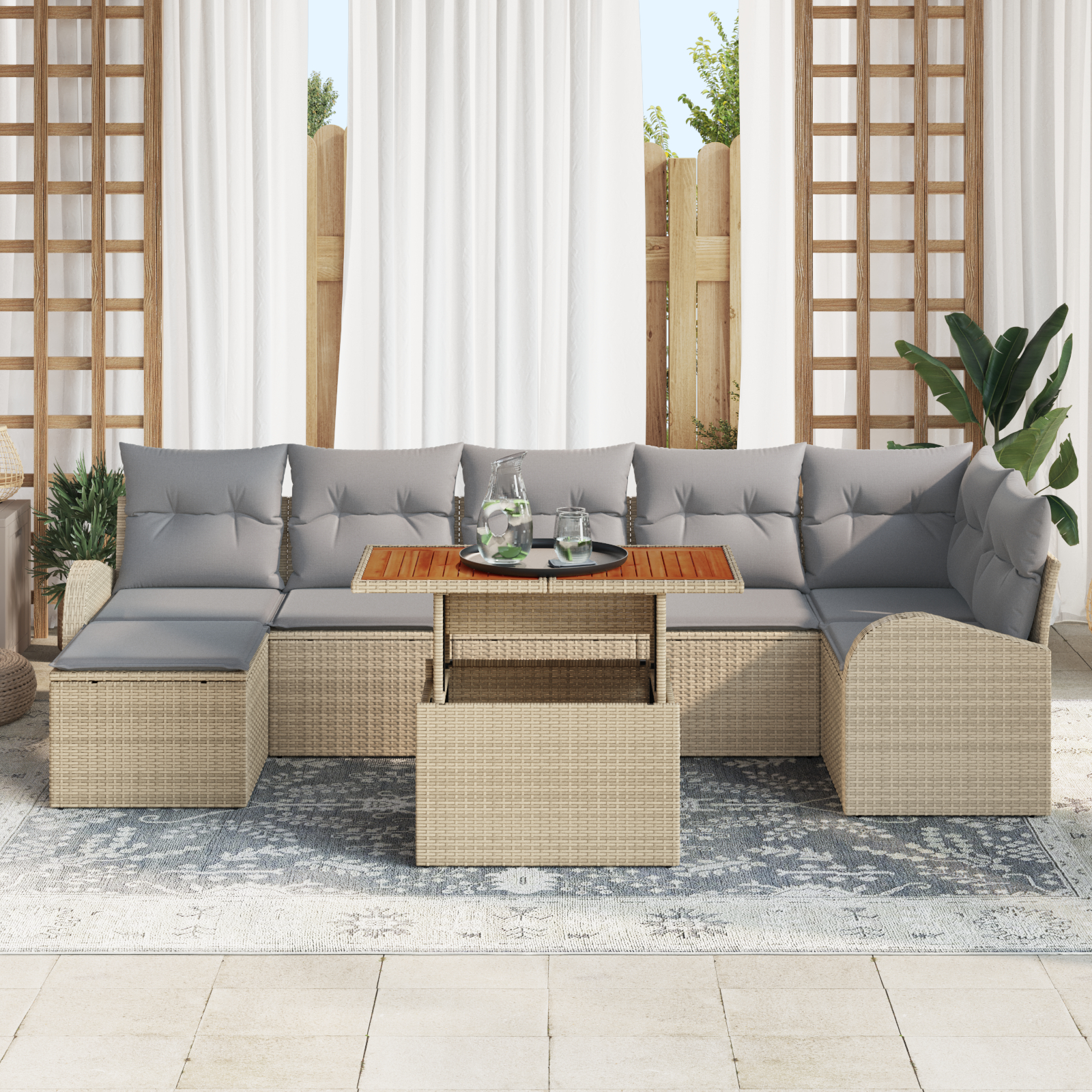 vidaXL Set de canapele pentru grădină 8 pcs bej și gri deschis