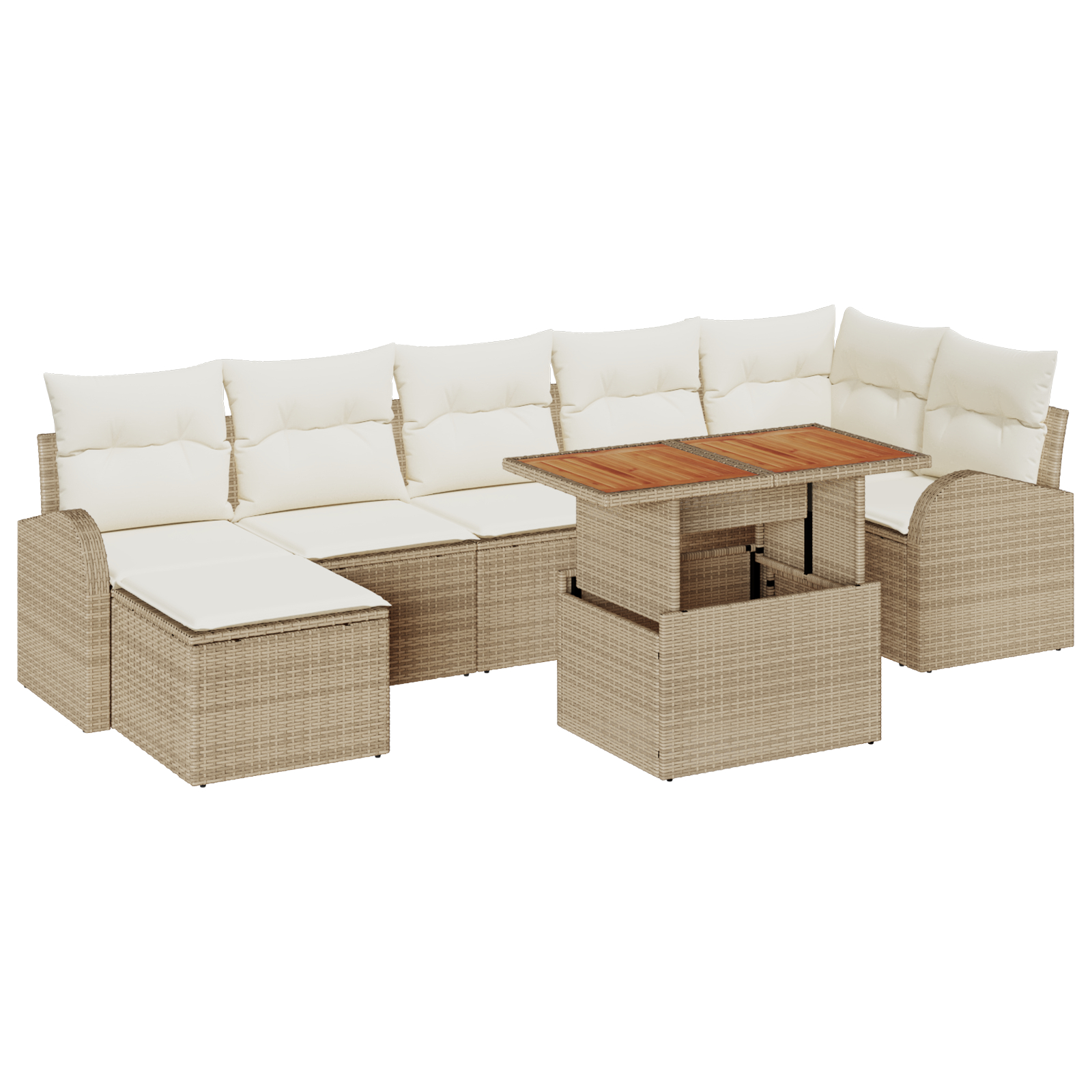 vidaXL Set de canapele pentru grădină cu pernă 8 pcs bej și crem