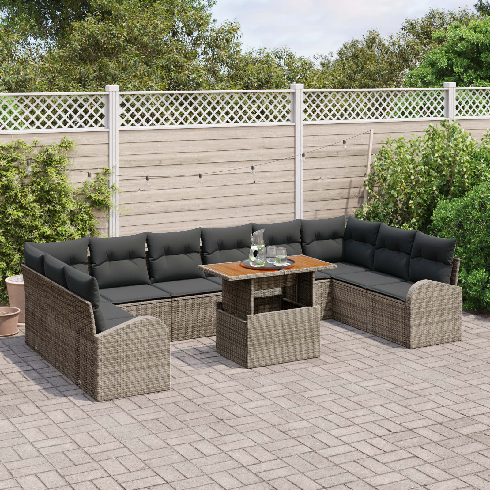 vidaXL Set de canapele pentru grădină 11 pcs Gri 100 x 55 x 73 cm