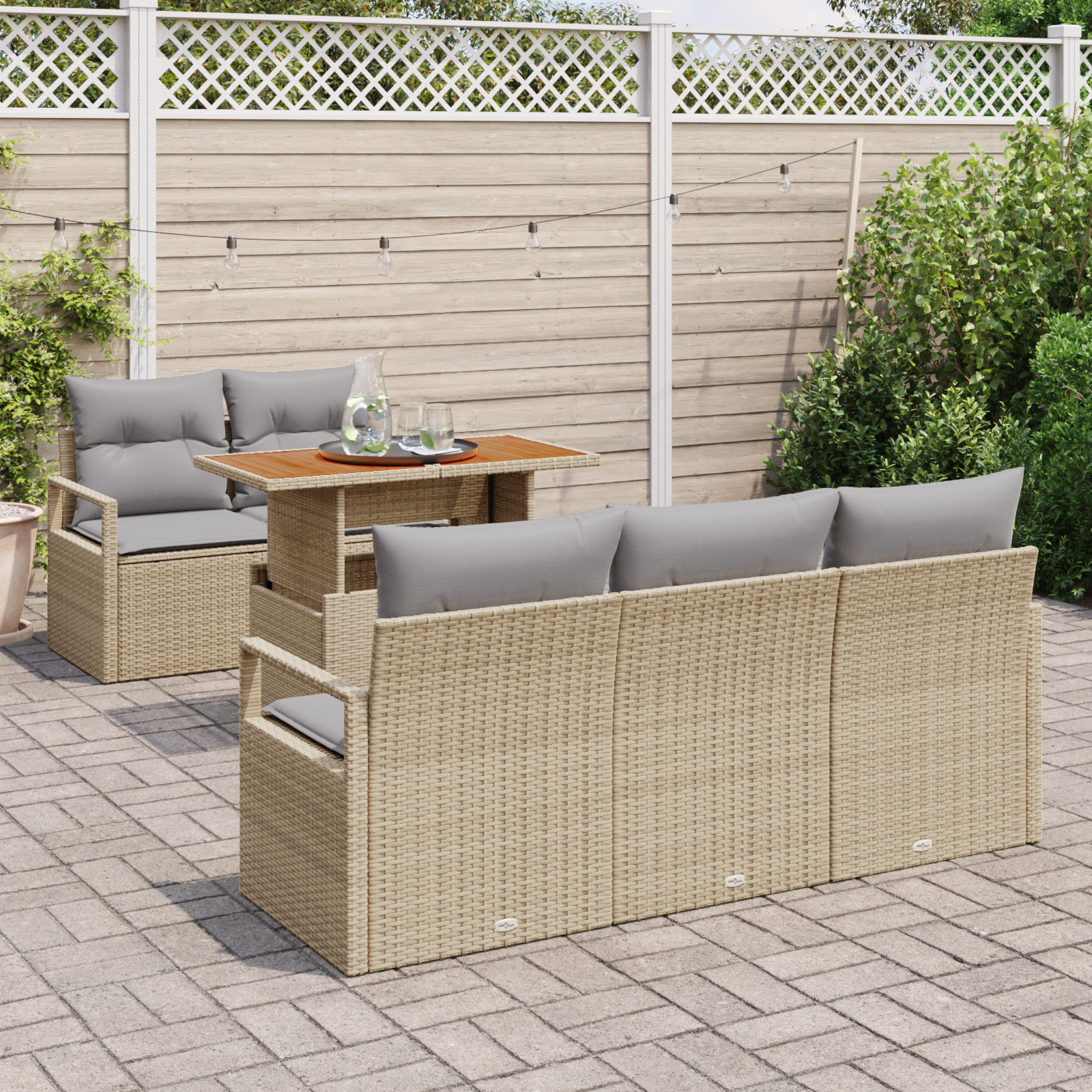 vidaXL Set de canapele pentru grădină Manual 6 pcs bej și gri deschis