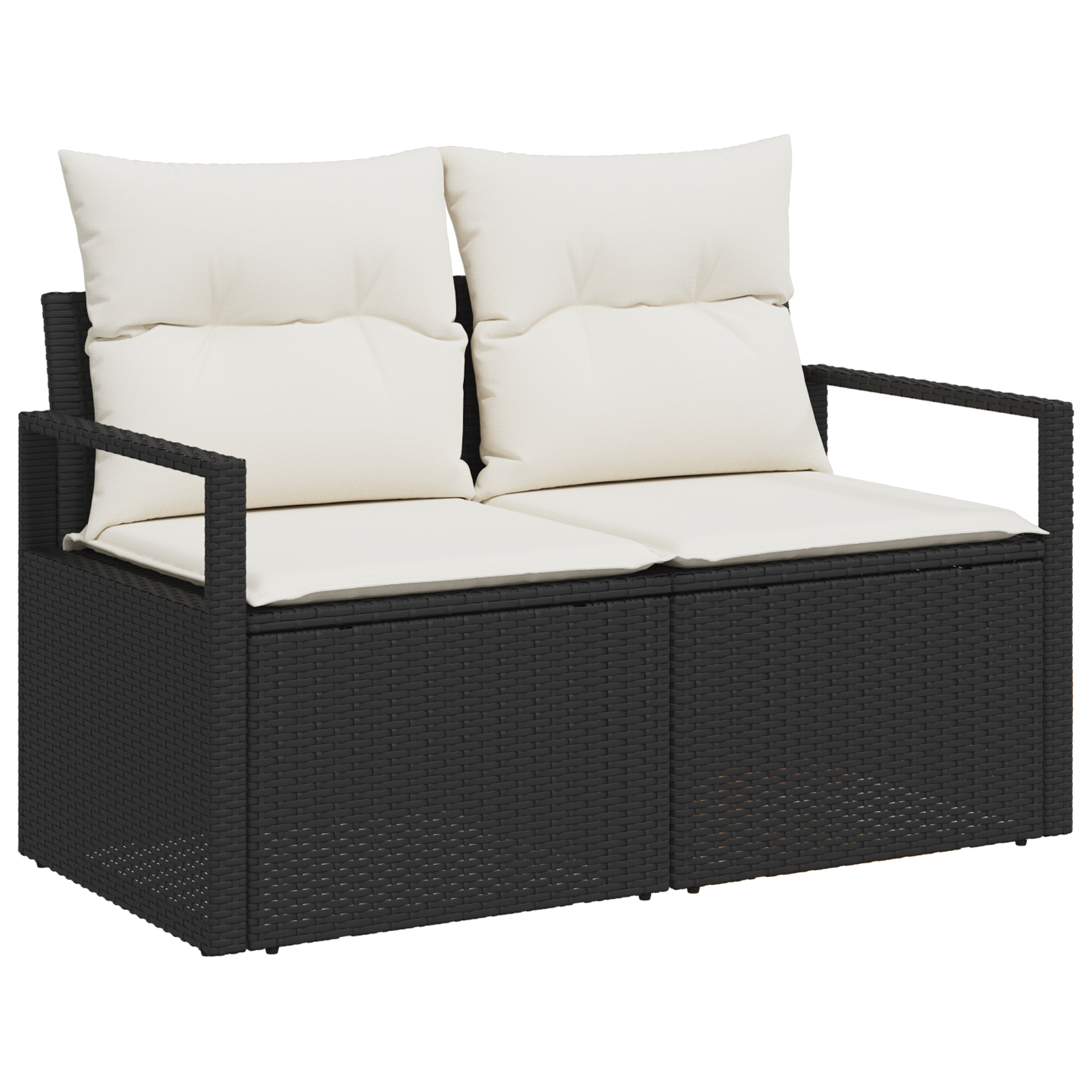 Set canapea de grădină vidaXL cu perne 7 piese negru ratan poli acacia Set canapea de grădină vidaXL cu perne 7 piese negru ratan poli acacia