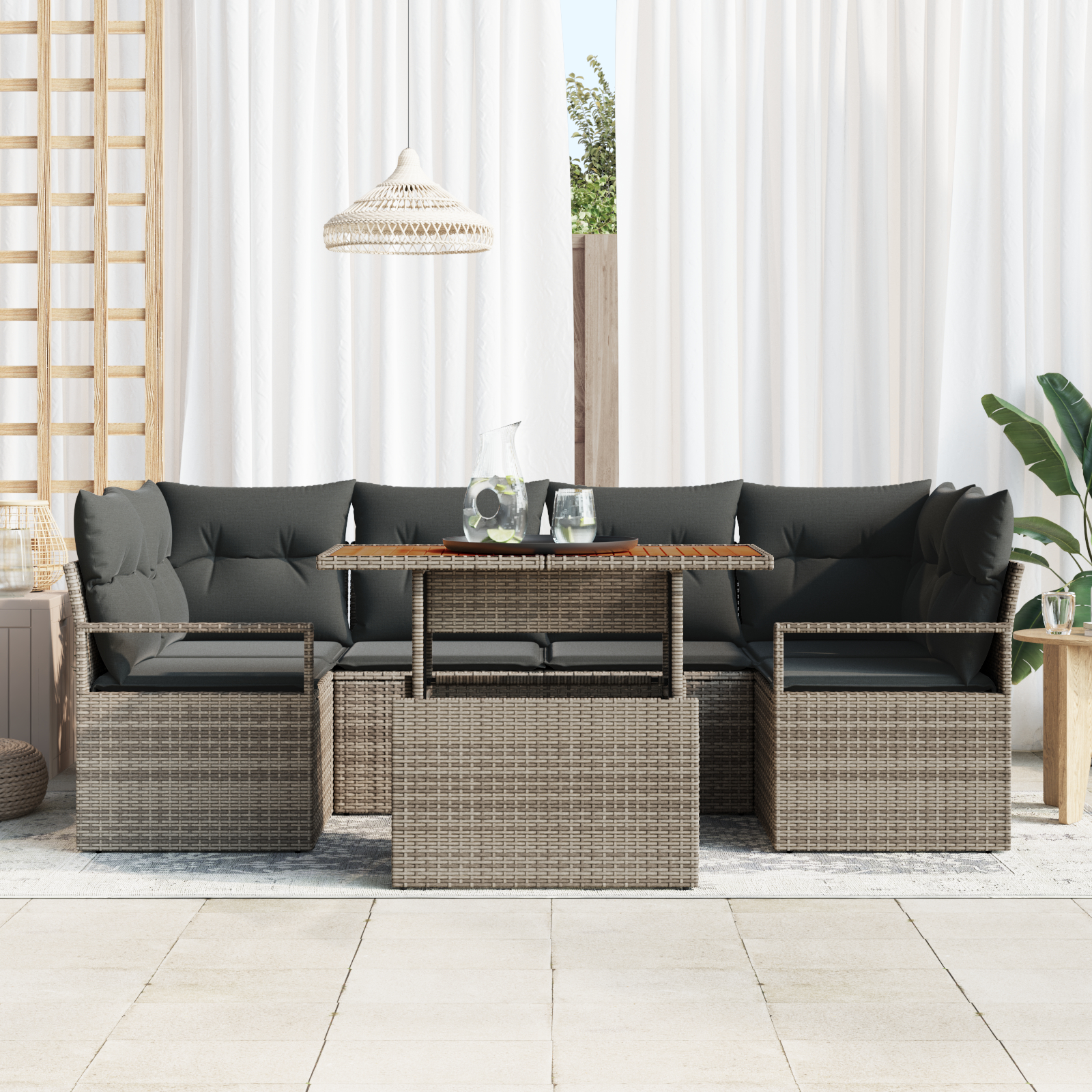 vidaXL Set de canapele pentru grădină 7 pcs Gri 100 x 55 x 73 cm