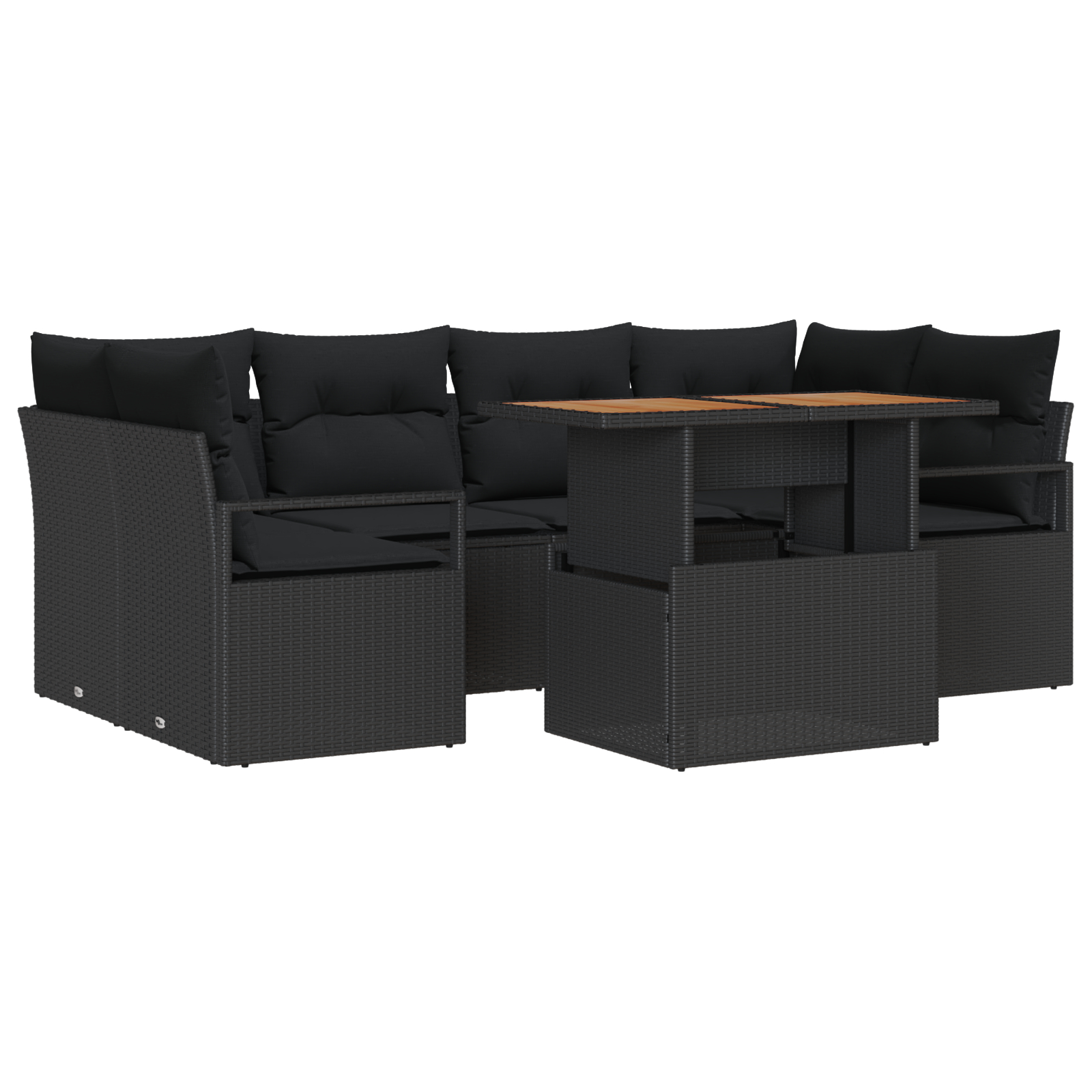 vidaXL Set de canapele pentru grădină 7 pcs Negru 100 x 55 x 73 cm