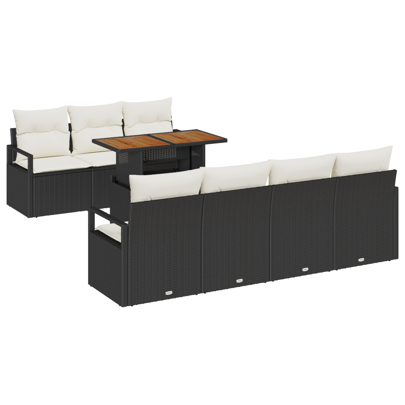 vidaXL Set de canapele pentru grădină cu pernă 8 pcs Negru și Crem