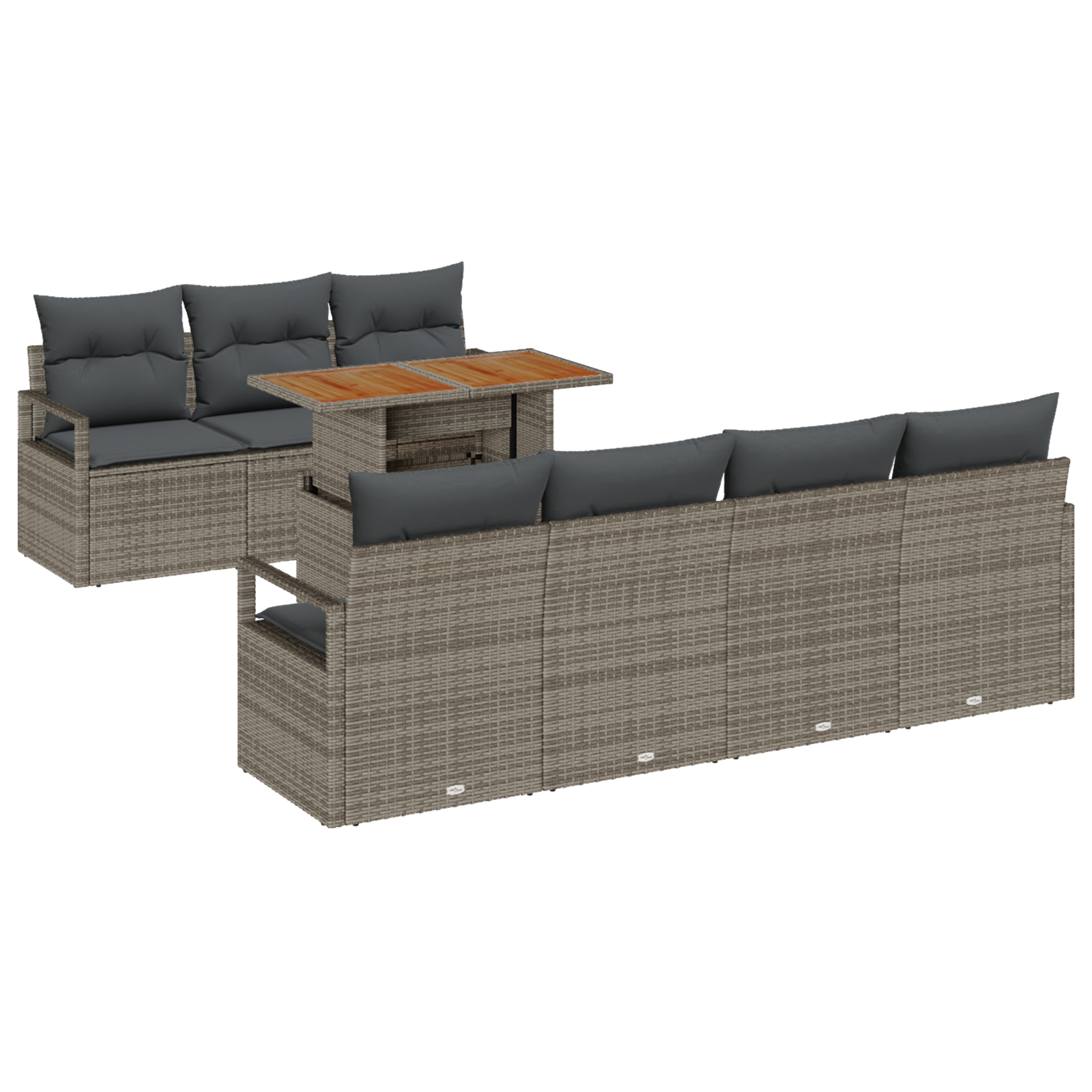 vidaXL Set de canapele pentru grădină cu pernă 8 pcs Gri și Brown