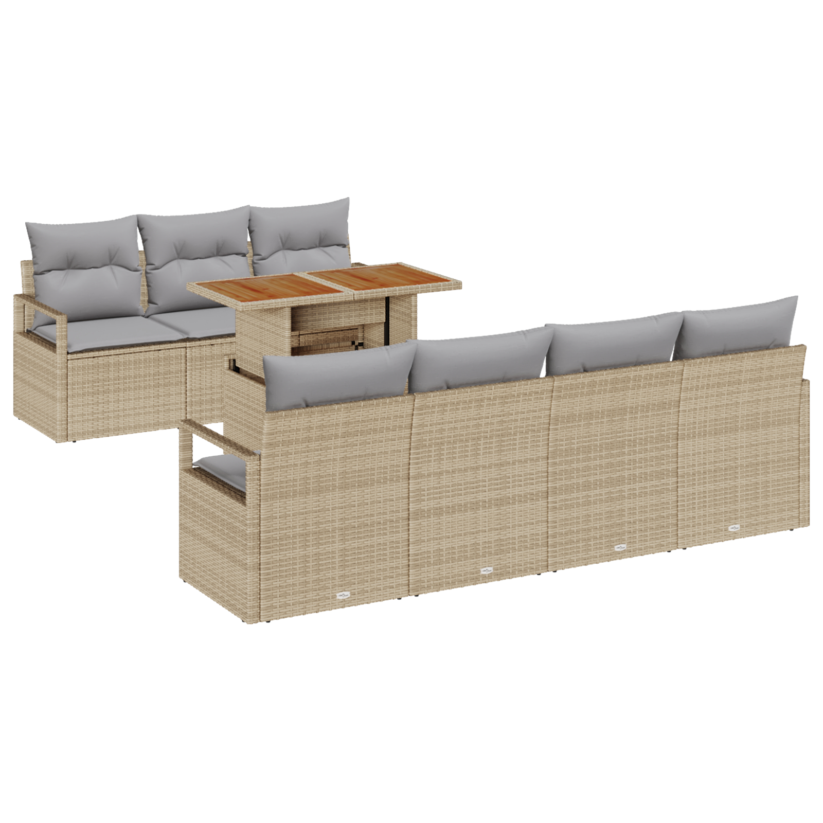vidaXL Set de canapele pentru grădină cu pernă Manual 8 pcs Bej și gri