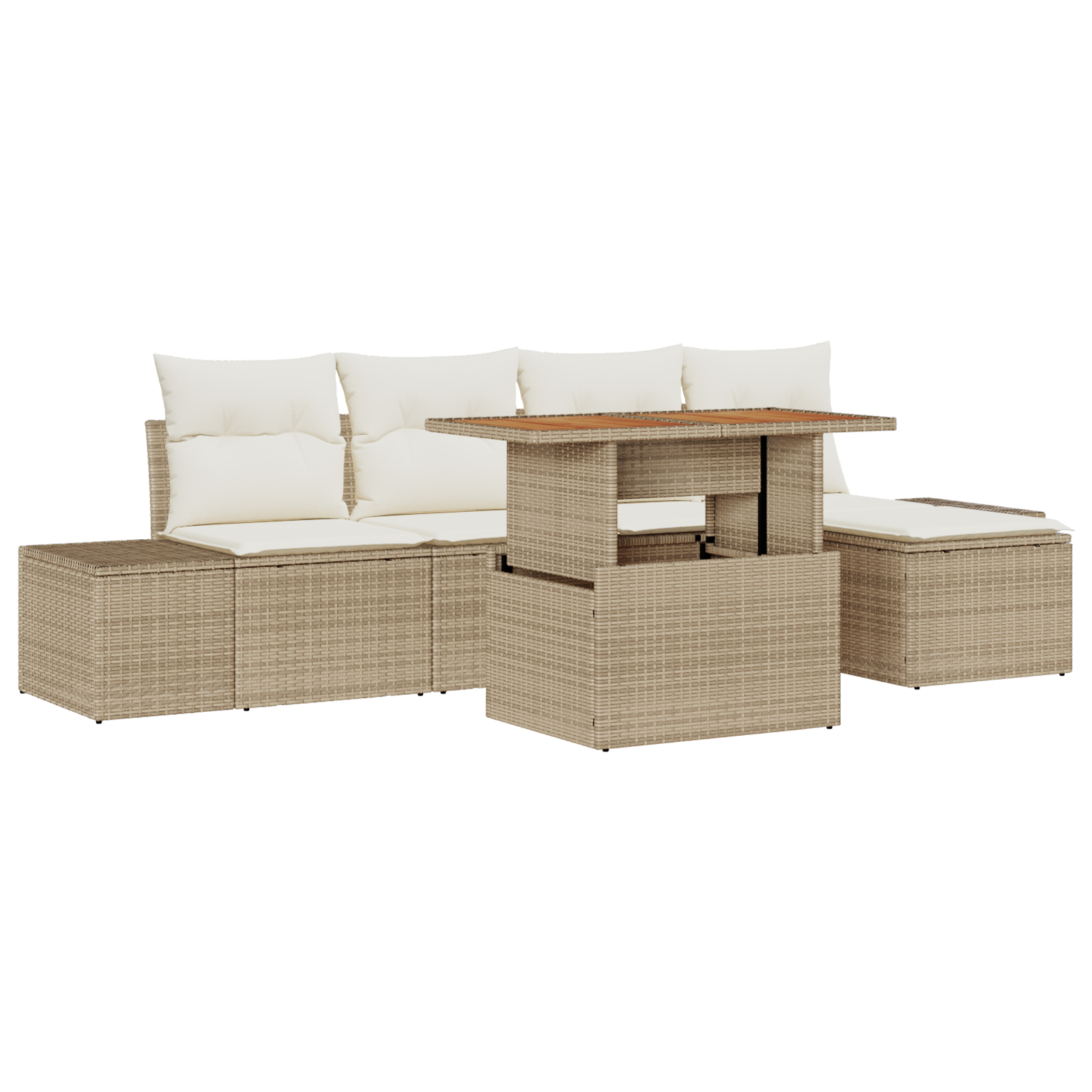 vidaXL Set mobilier grădină cu 6 piese și perne, din rattan poli, acacia