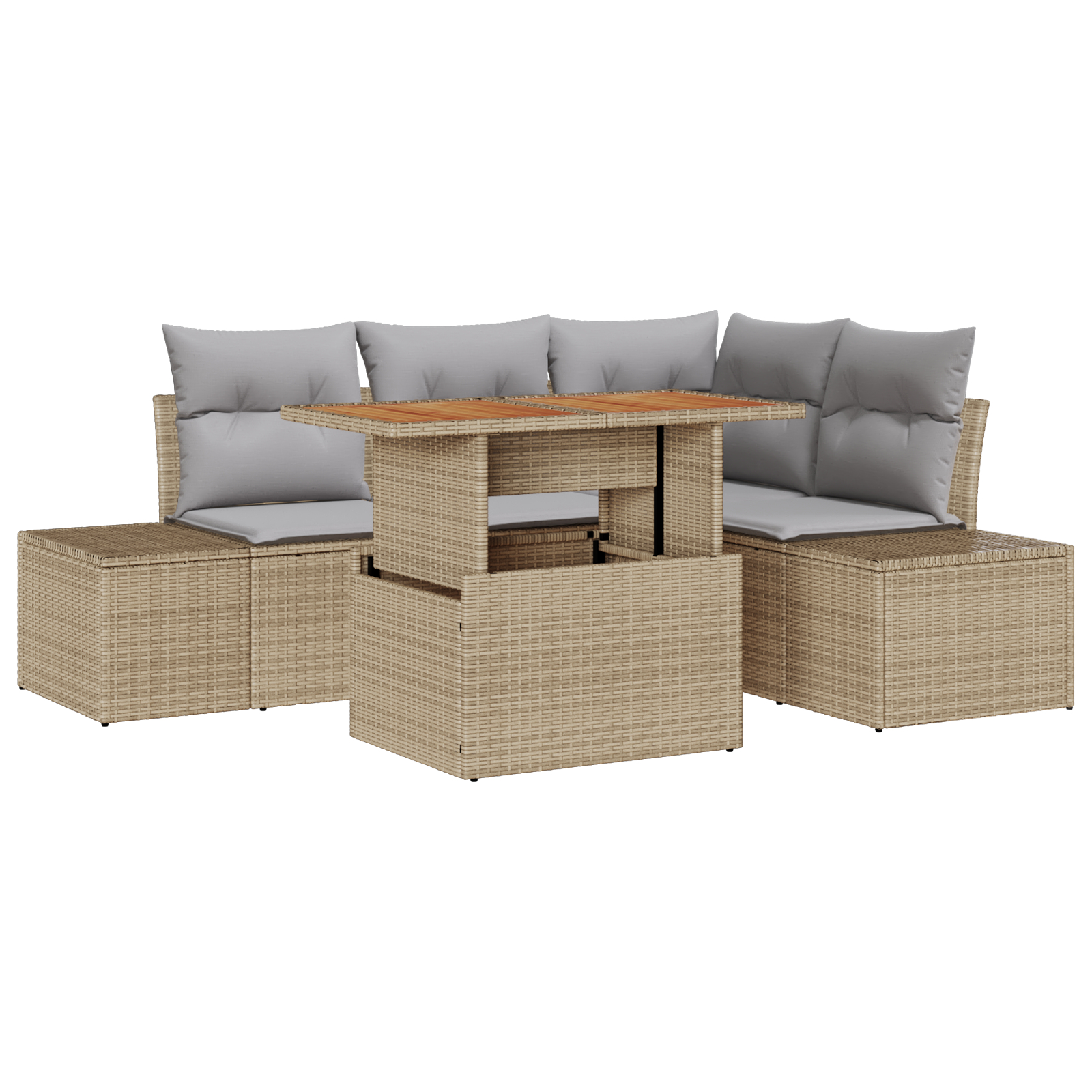 vidaXL Set de canapele pentru grădină cu pernă Manual 5 pcs Bej și gri