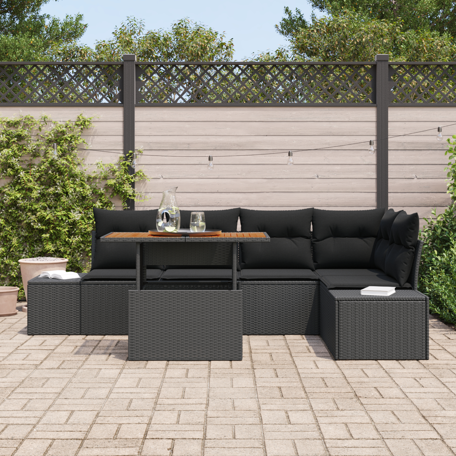 vidaXL Set de masă pentru grădină 6 pcs Negru și Maro 100 x 55 x 73 cm vidaXL Set de masă pentru grădină 6 pcs Negru și Maro 100 x 55 x 73 cm