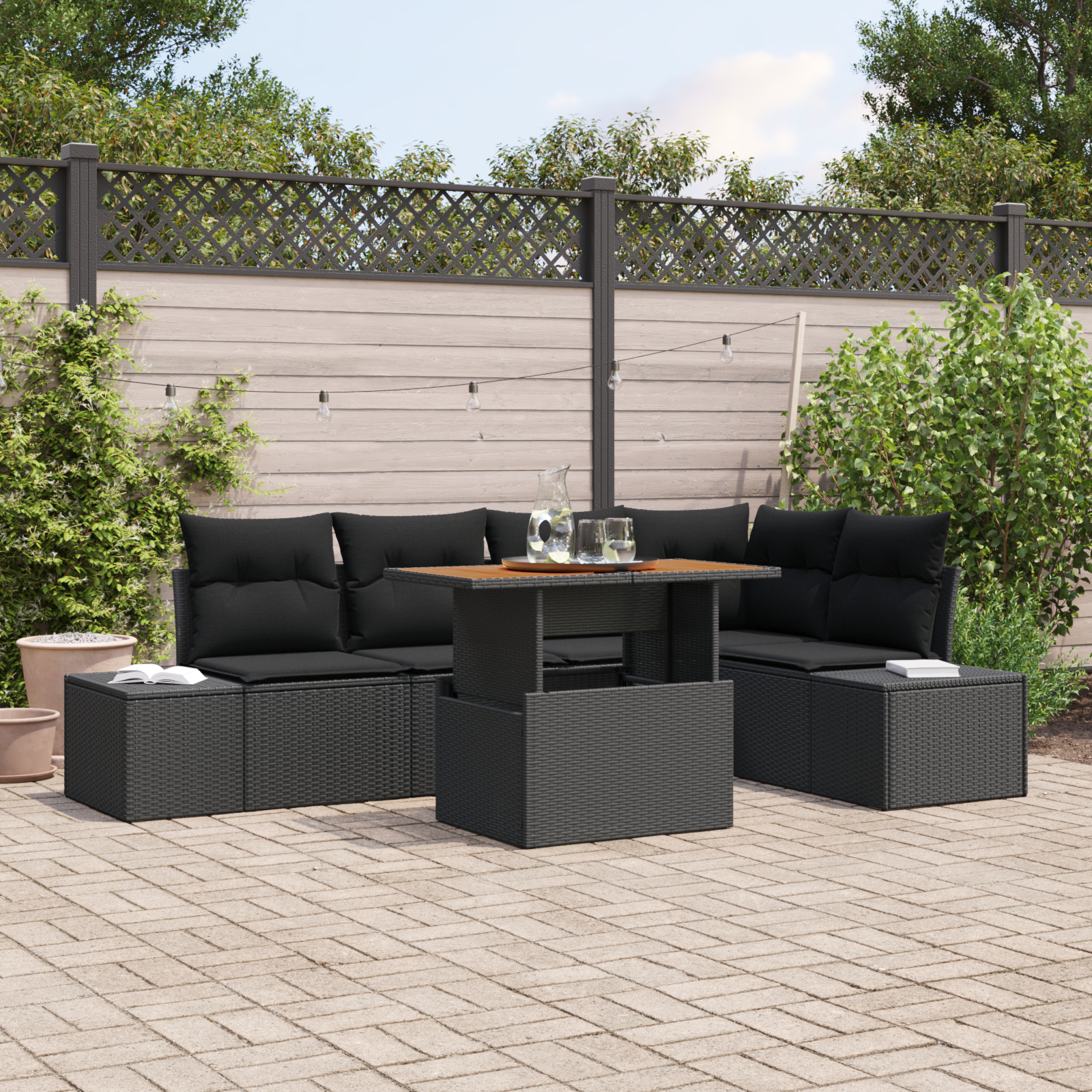 vidaXL Set de masă pentru grădină 6 pcs Negru și Maro 100 x 55 x 73 cm vidaXL Set de masă pentru grădină 6 pcs Negru și Maro 100 x 55 x 73 cm