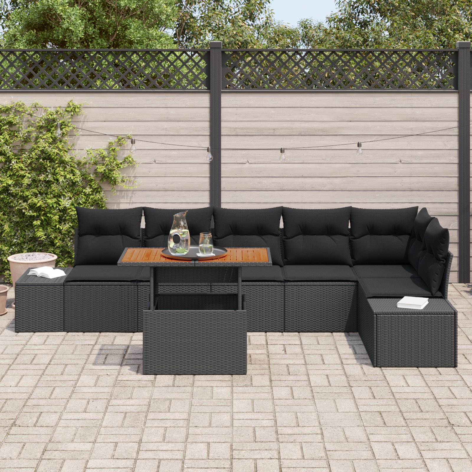vidaXL Set de masă pentru grădină 7 pcs Negru și Maro 100 x 55 x 73 cm vidaXL Set de masă pentru grădină 7 pcs Negru și Maro 100 x 55 x 73 cm