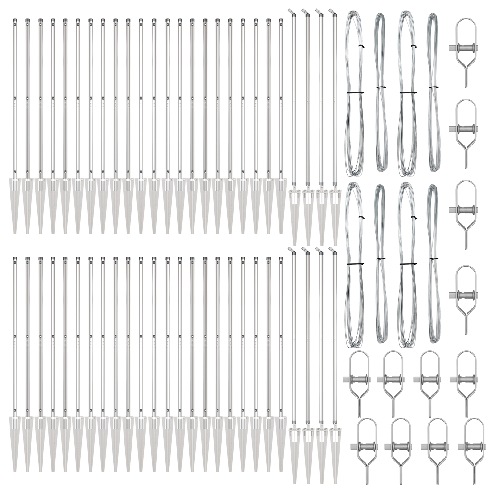 vidaXL Stâlpi de gard cu vârf, 52 buc., Ø32 mm, 100 cm. oțel zincat vidaXL Stâlpi de gard cu vârf, 52 buc., Ø32 mm, 100 cm. oțel zincat