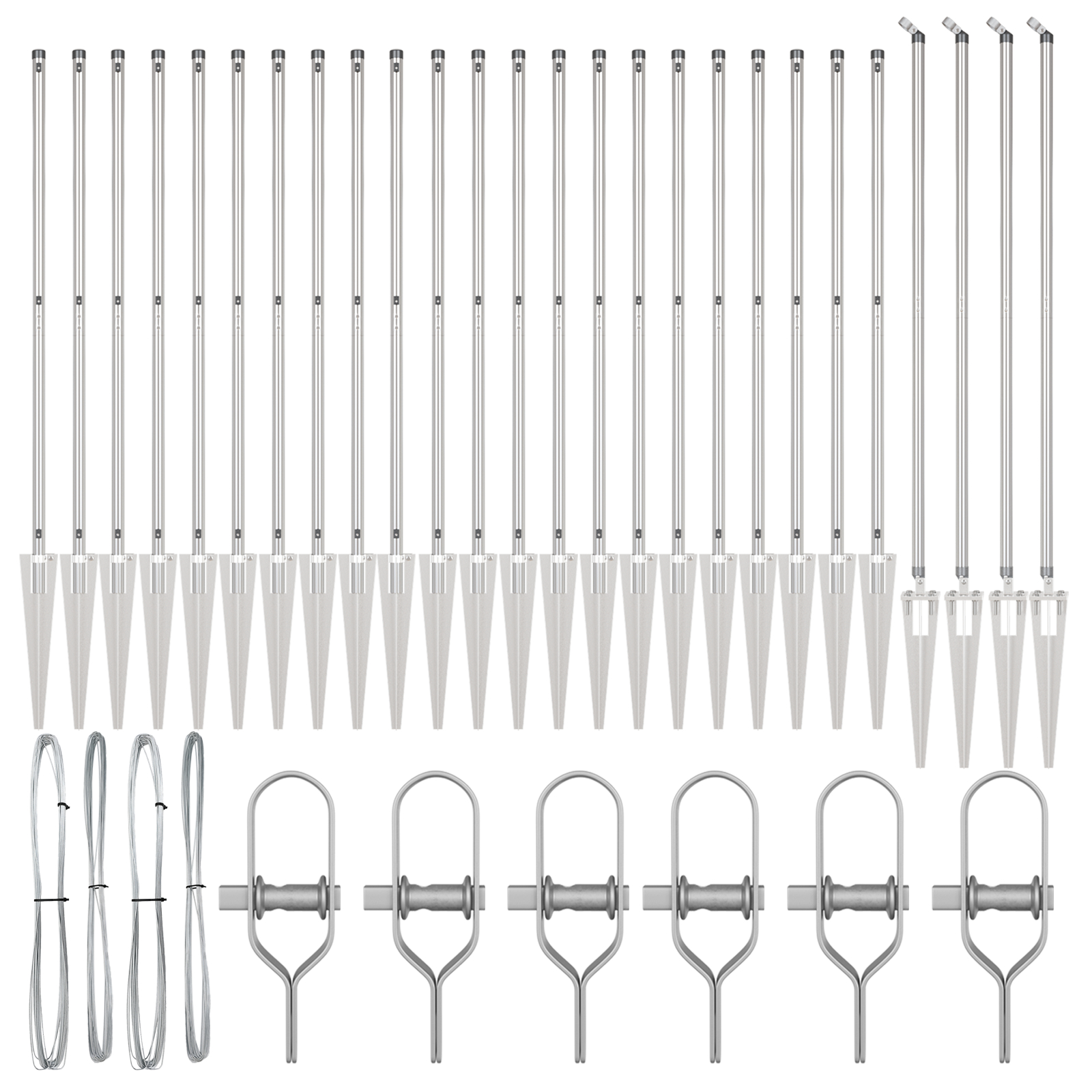 vidaXL Stâlpi de gard cu vârf, 26 buc., Ø32 mm, 140 cm. oțel zincat