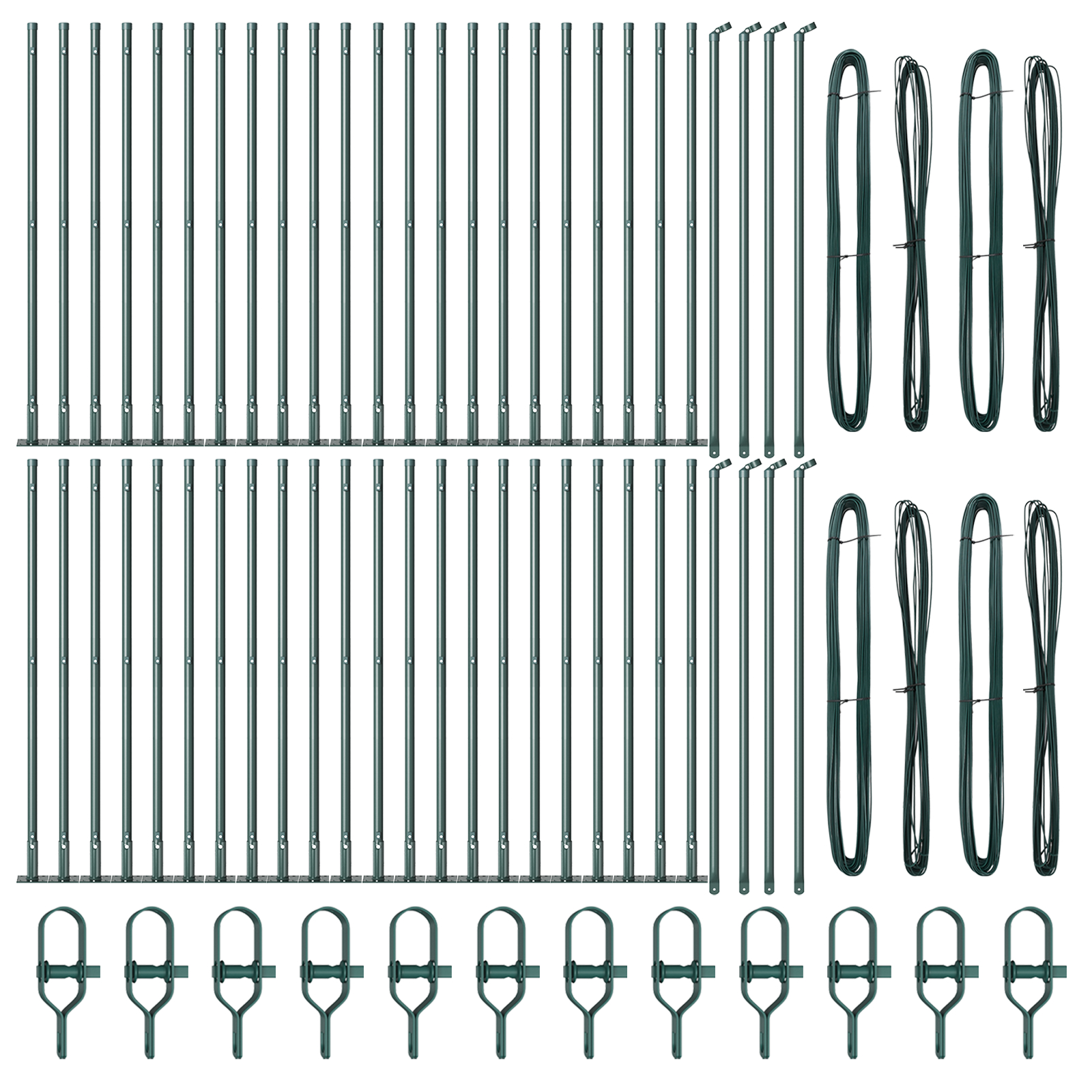 vidaXL Posturi de gard cu plăci de bază 52 buc Ø32mm 50cm Oțel galvanizat vidaXL Posturi de gard cu plăci de bază 52 buc Ø32mm 50cm Oțel galvanizat