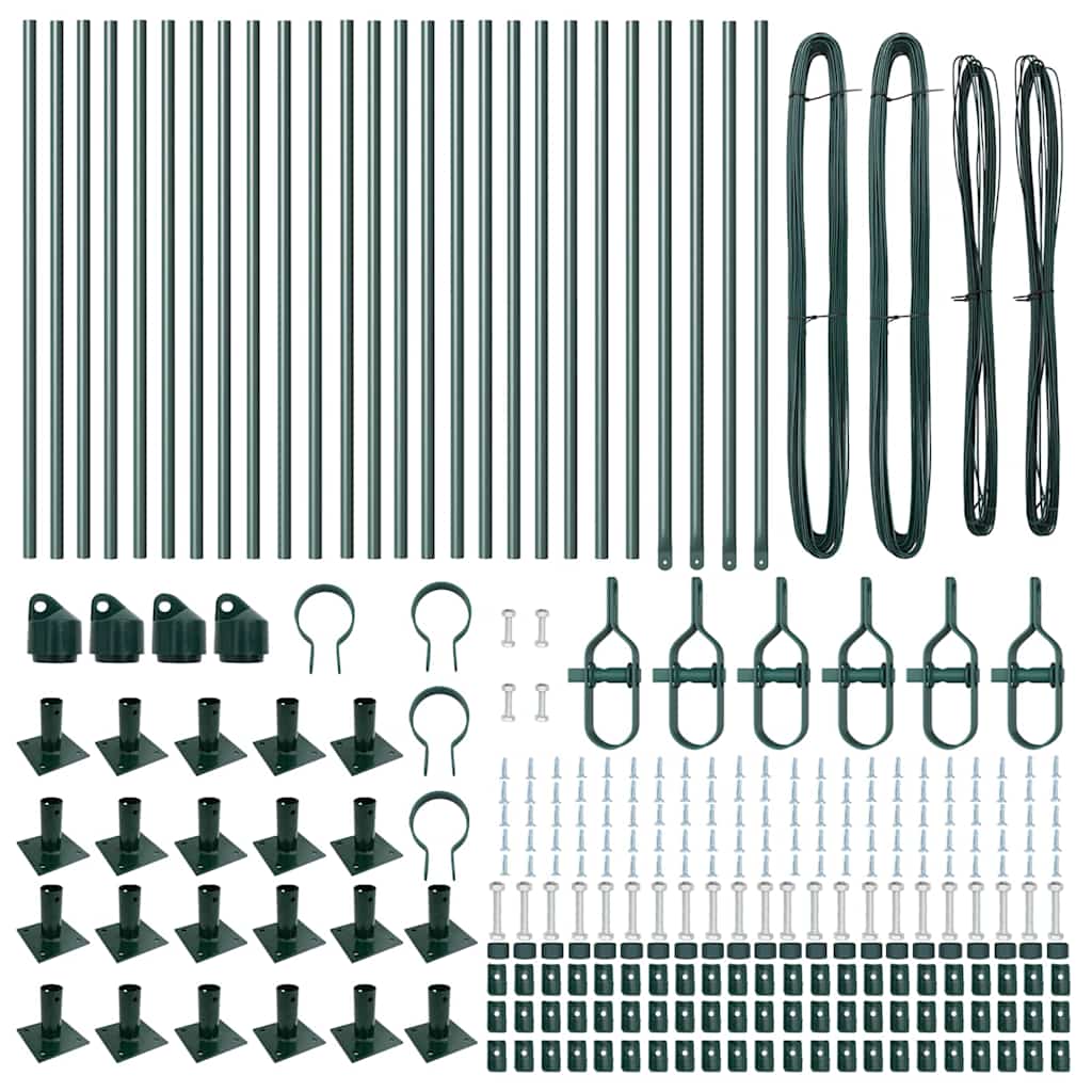 vidaXL Stâlpi de gard cu plăci de bază 26 buc Ø32mm 70cm Oțel galvanizat