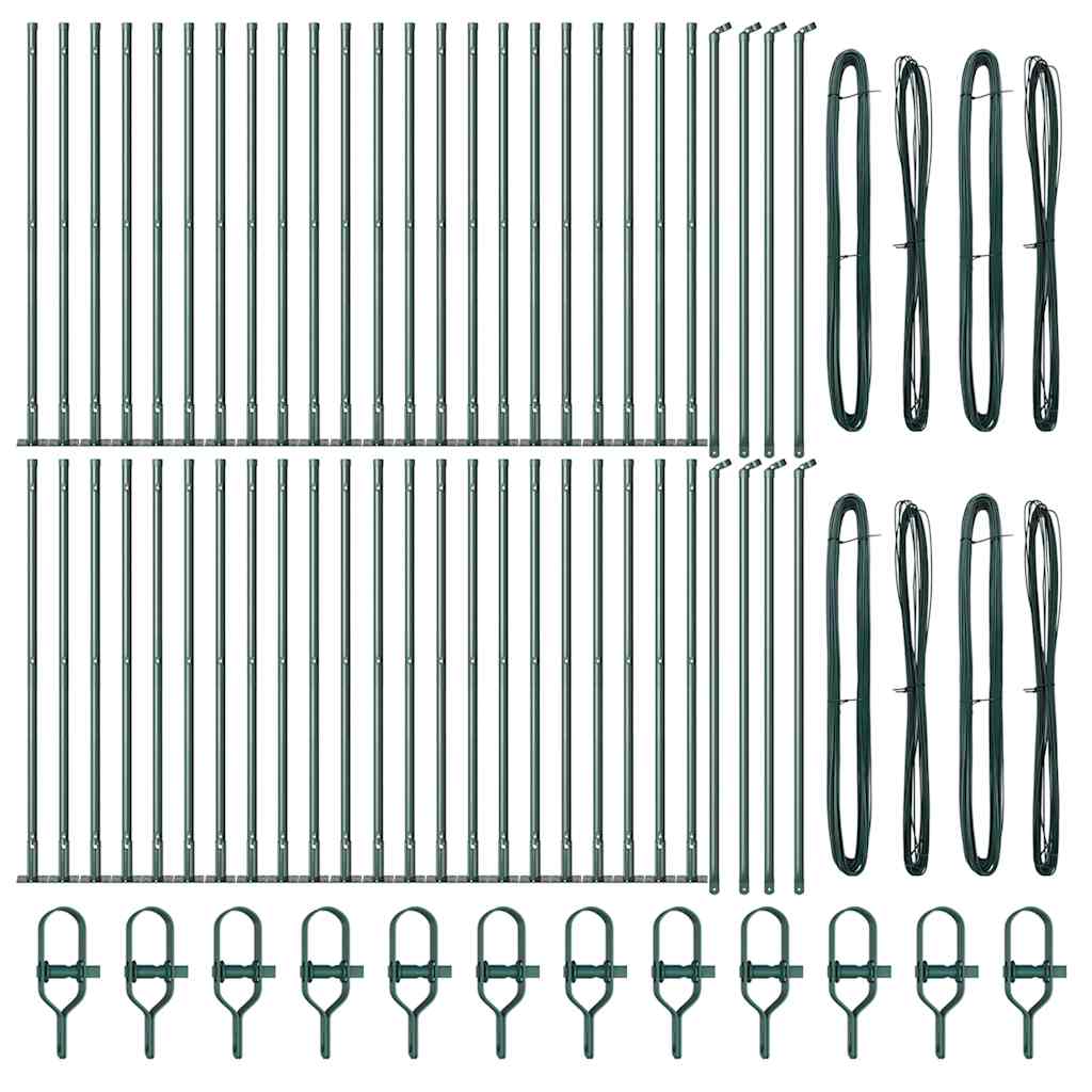 vidaXL Posturi de gard cu plăci de bază 52 buc Ø32mm 70cm Oțel galvanizat vidaXL Posturi de gard cu plăci de bază 52 buc Ø32mm 70cm Oțel galvanizat