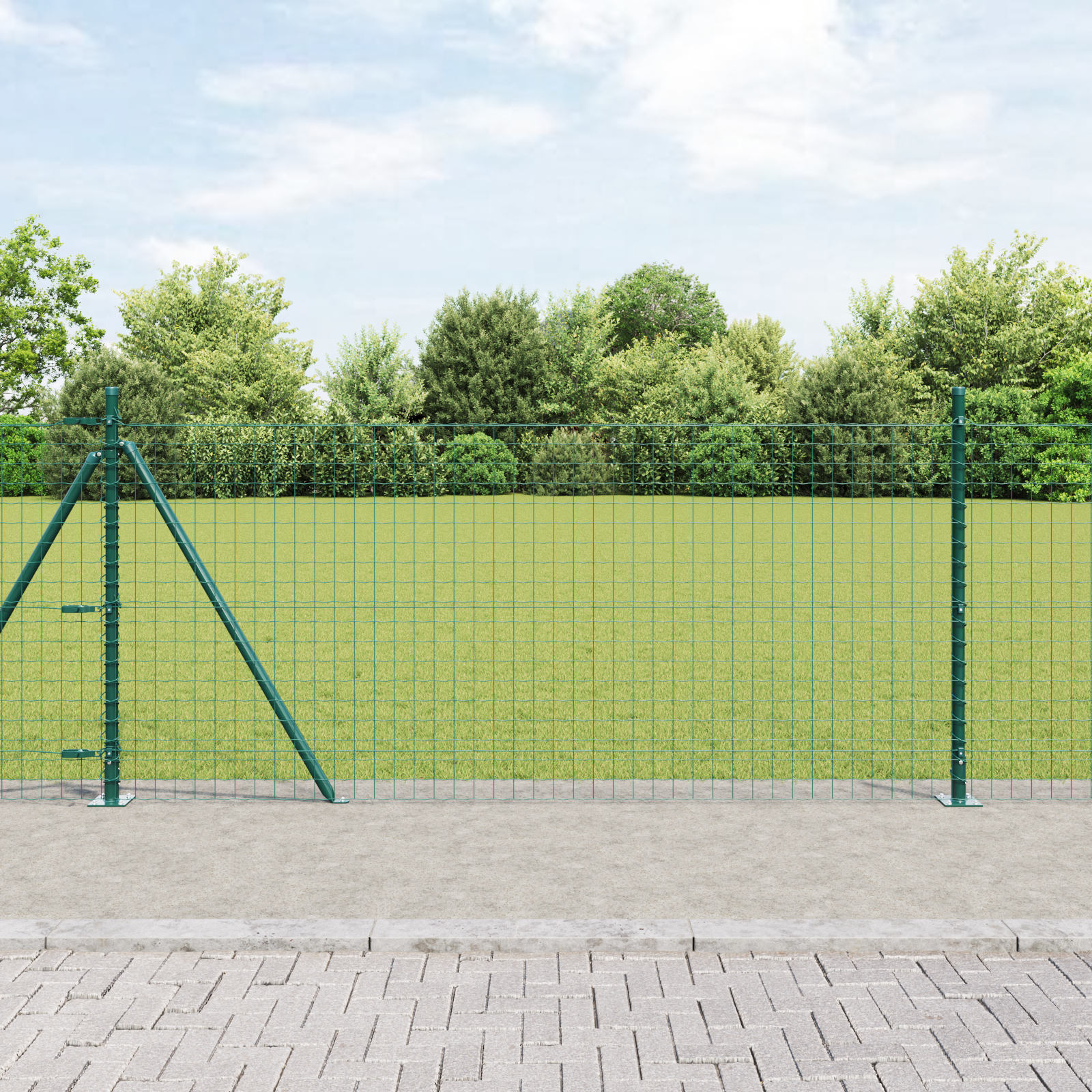 vidaXL Stâlpi de gard cu plăci de bază 26 pcs Ø32mm 110cm Oțel galvanizat