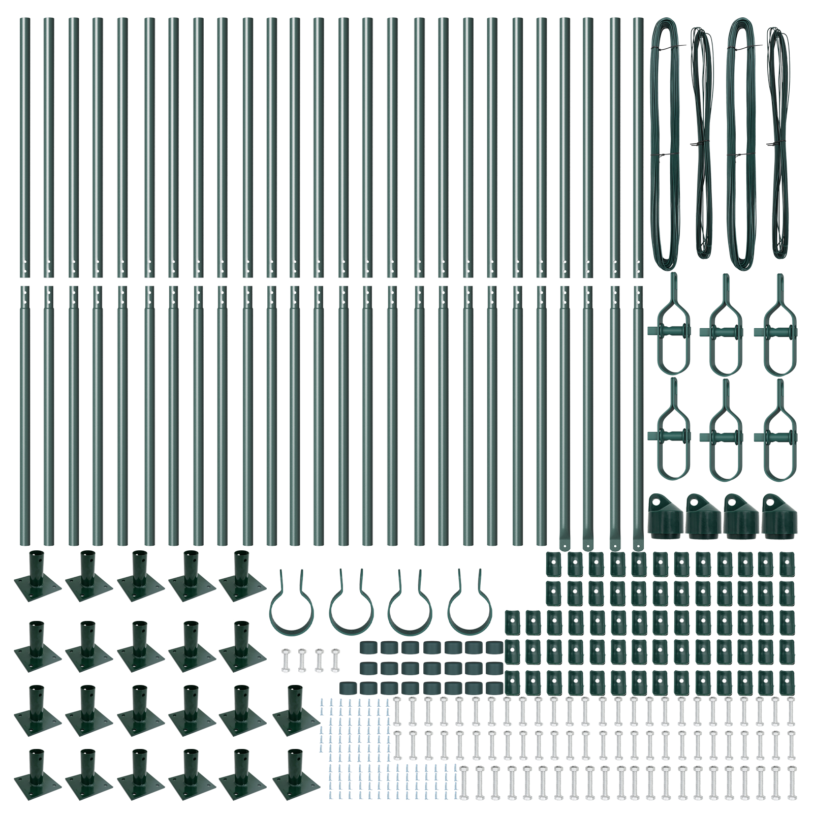 vidaXL Stâlpi de Gard cu Plăci de Bază 26 pcs Ø32mm 83,5cm Oțel Galvanizat