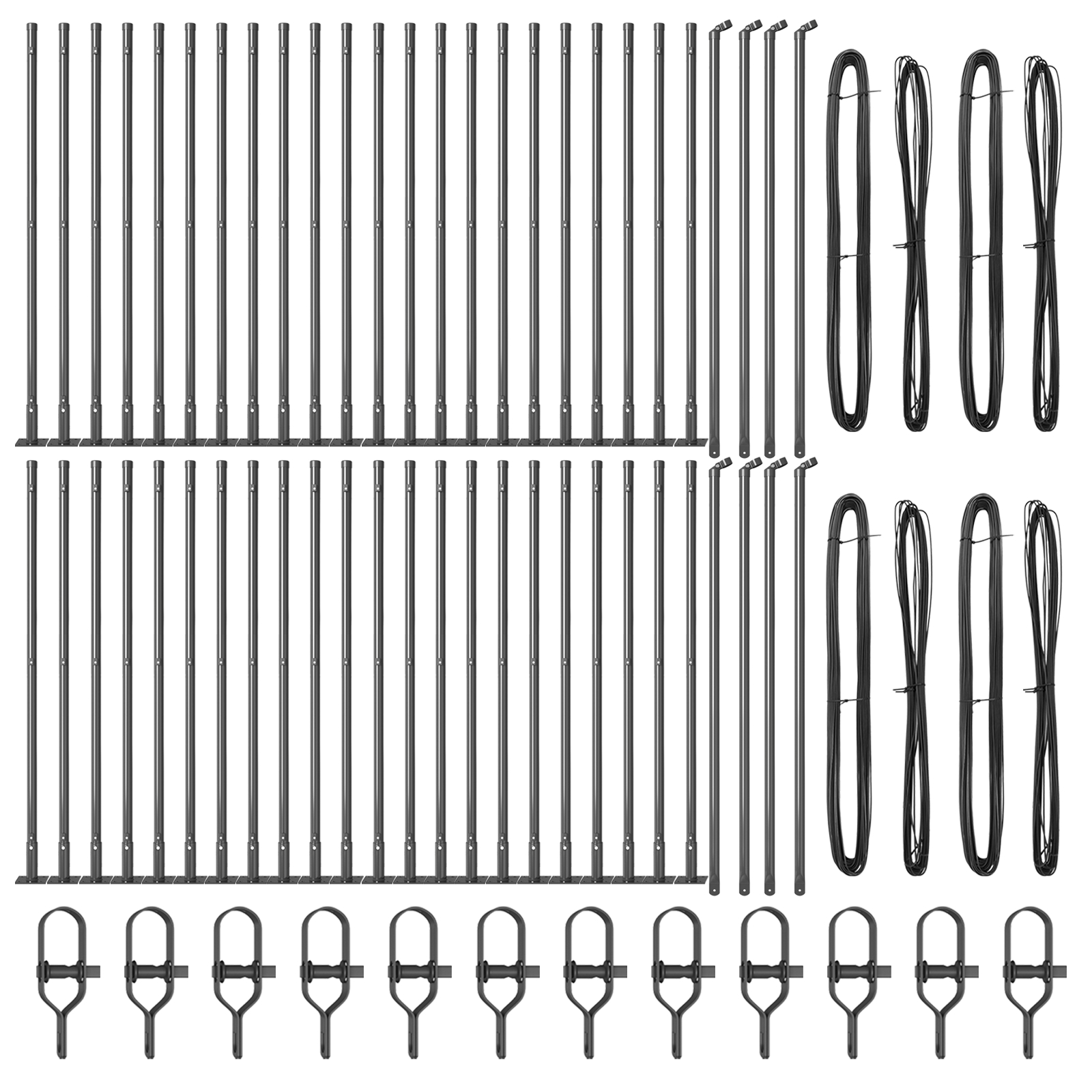 vidaXL Posturi de gard cu plăci de bază 52 buc Ø32mm 50cm oțel galvanizat vidaXL Posturi de gard cu plăci de bază 52 buc Ø32mm 50cm oțel galvanizat