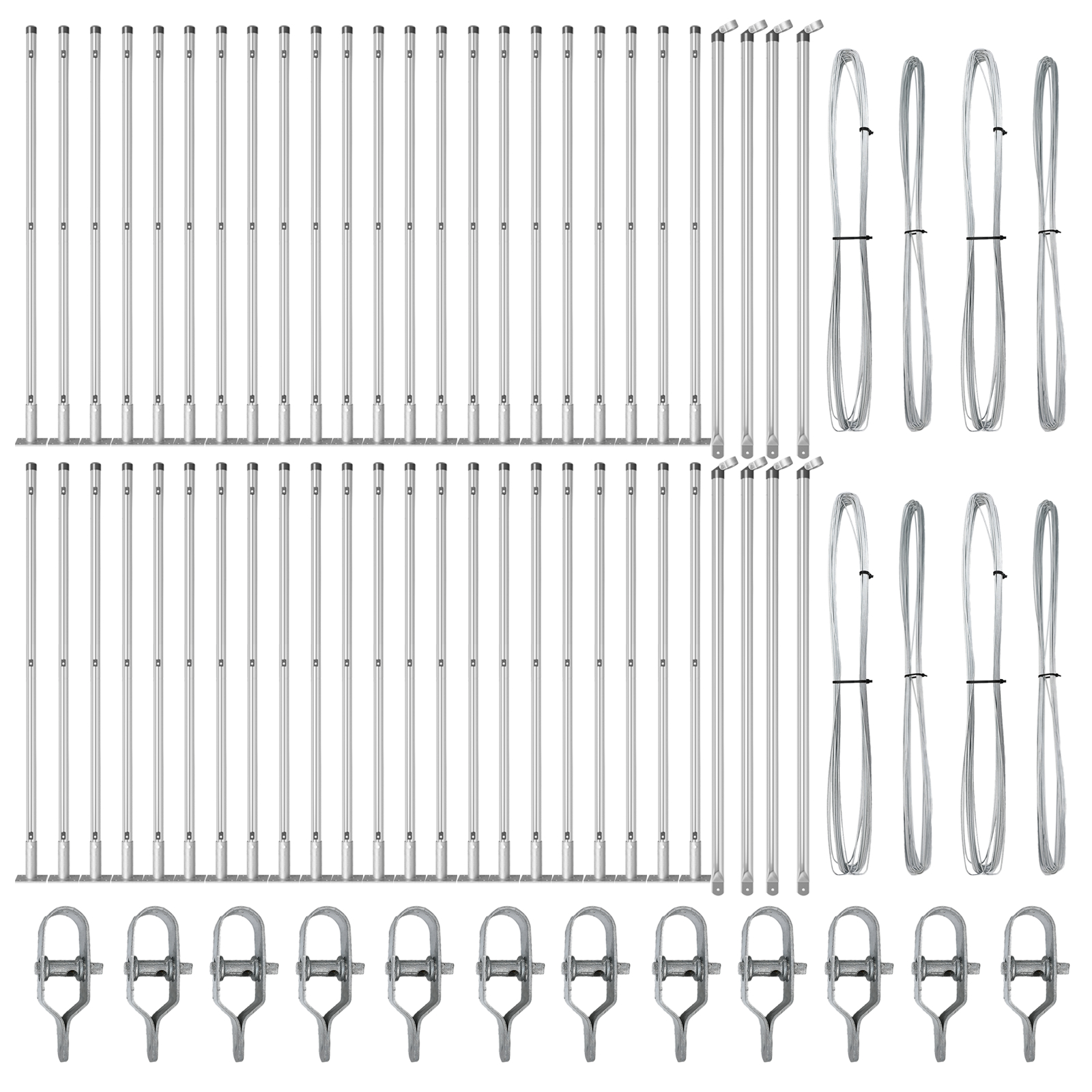 vidaXL Stâlpi de gard cu plăci de bază 52 pcs Ø32mm 90cm Oțel galvanizat