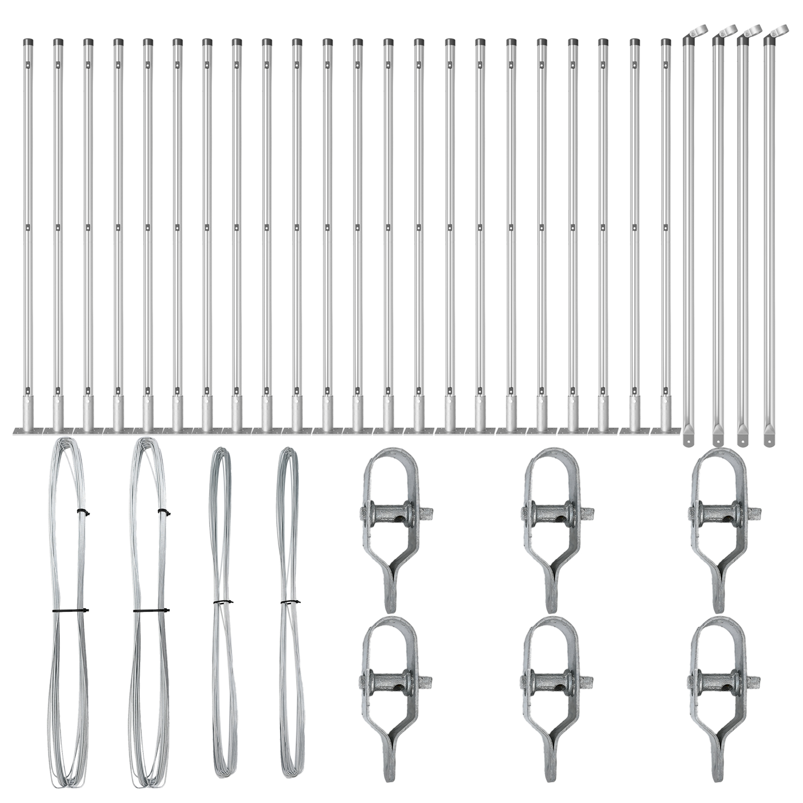 vidaXL Posturi de gard cu plăci de bază 26 buc Ø32mm 110cm Oțel galvanizat vidaXL Posturi de gard cu plăci de bază 26 buc Ø32mm 110cm Oțel galvanizat