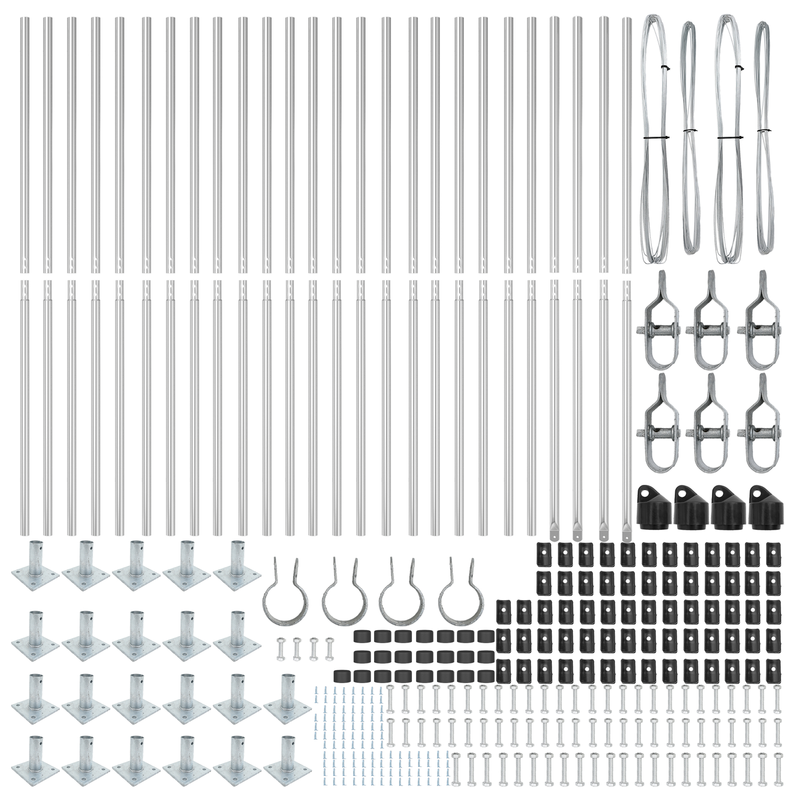 vidaXL Stâlpi de gard cu plăci de bază 26 buc Ø32mm 83,5cm Oțel galvanizat vidaXL Stâlpi de gard cu plăci de bază 26 buc Ø32mm 83,5cm Oțel galvanizat