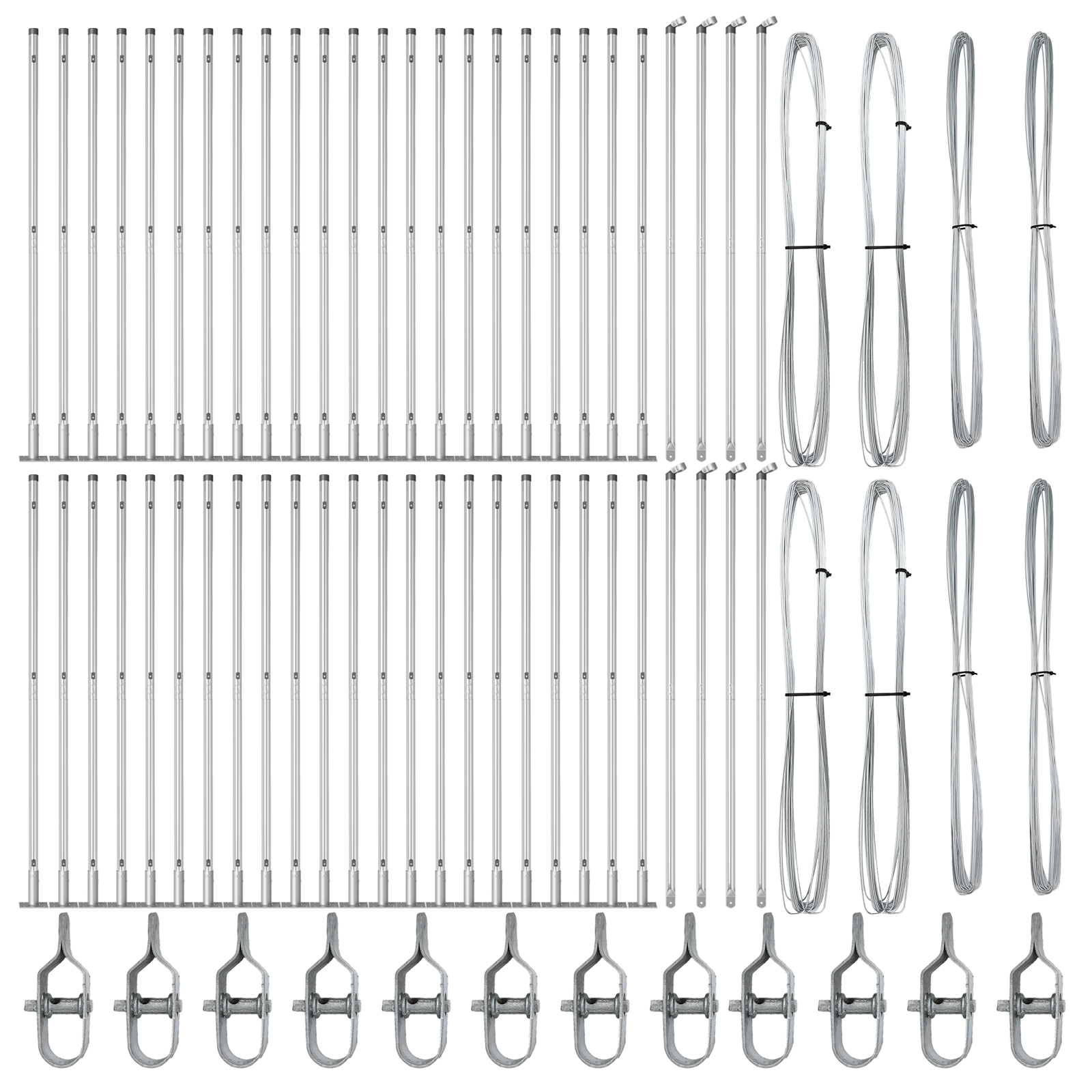 vidaXL Piese de gard cu plăci de bază 52 buc Ø32mm 83,5cm Oțel galvanizat vidaXL Piese de gard cu plăci de bază 52 buc Ø32mm 83,5cm Oțel galvanizat