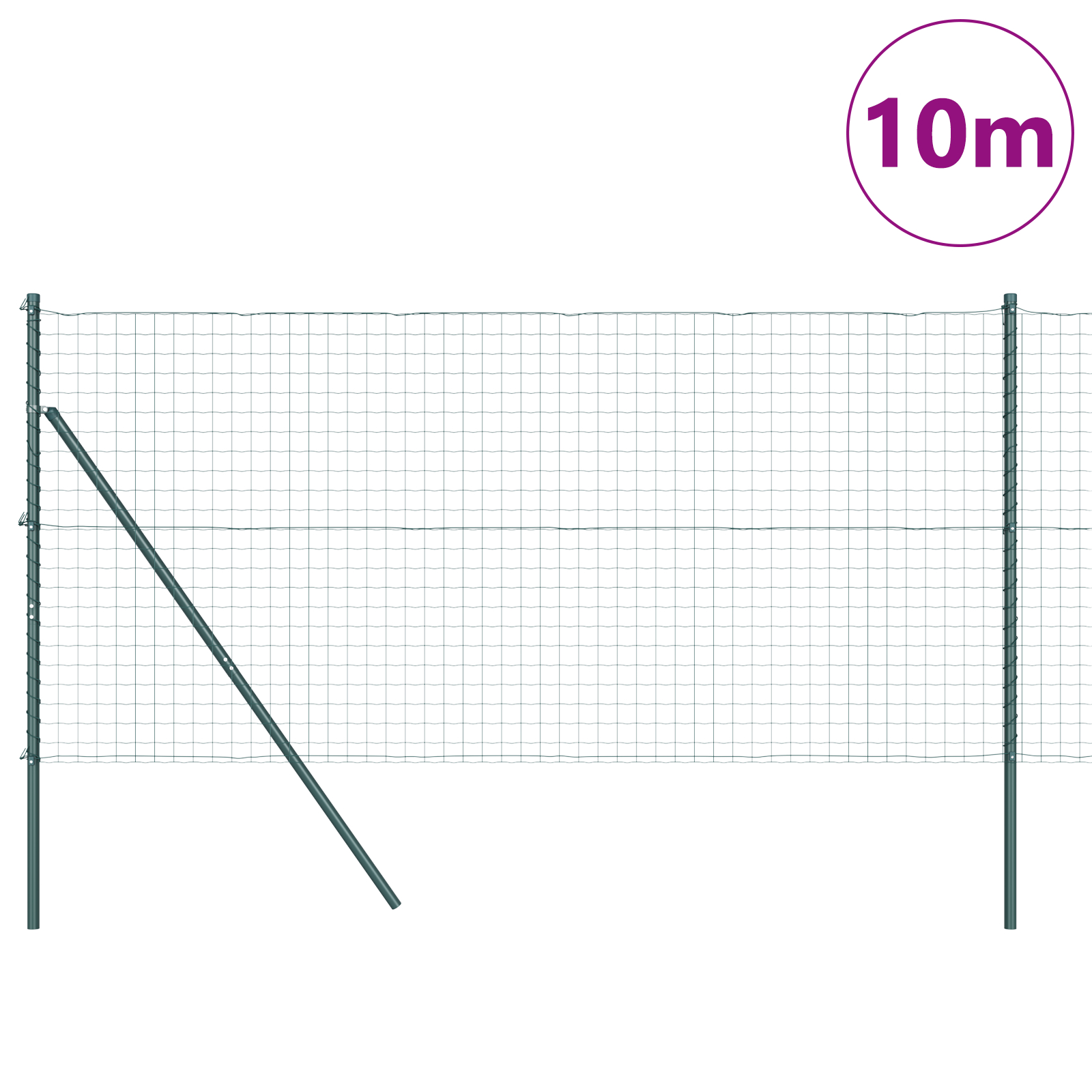 vidaXL Îngrădire cu stâlpi Verde 1.4 x 10 m Oțel