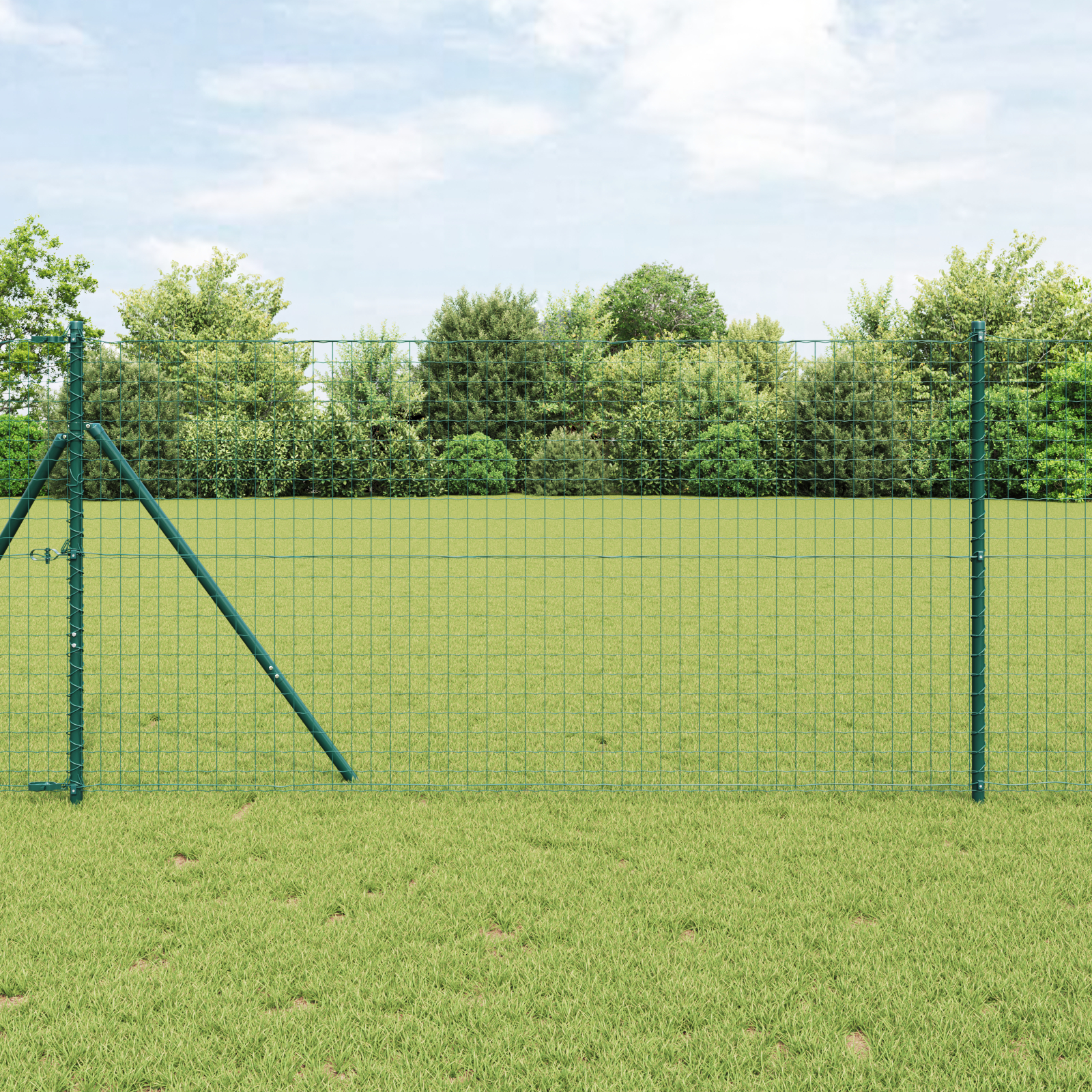 vidaXL Îngrădire cu stâlpi Verde 1.4 x 10 m Oțel