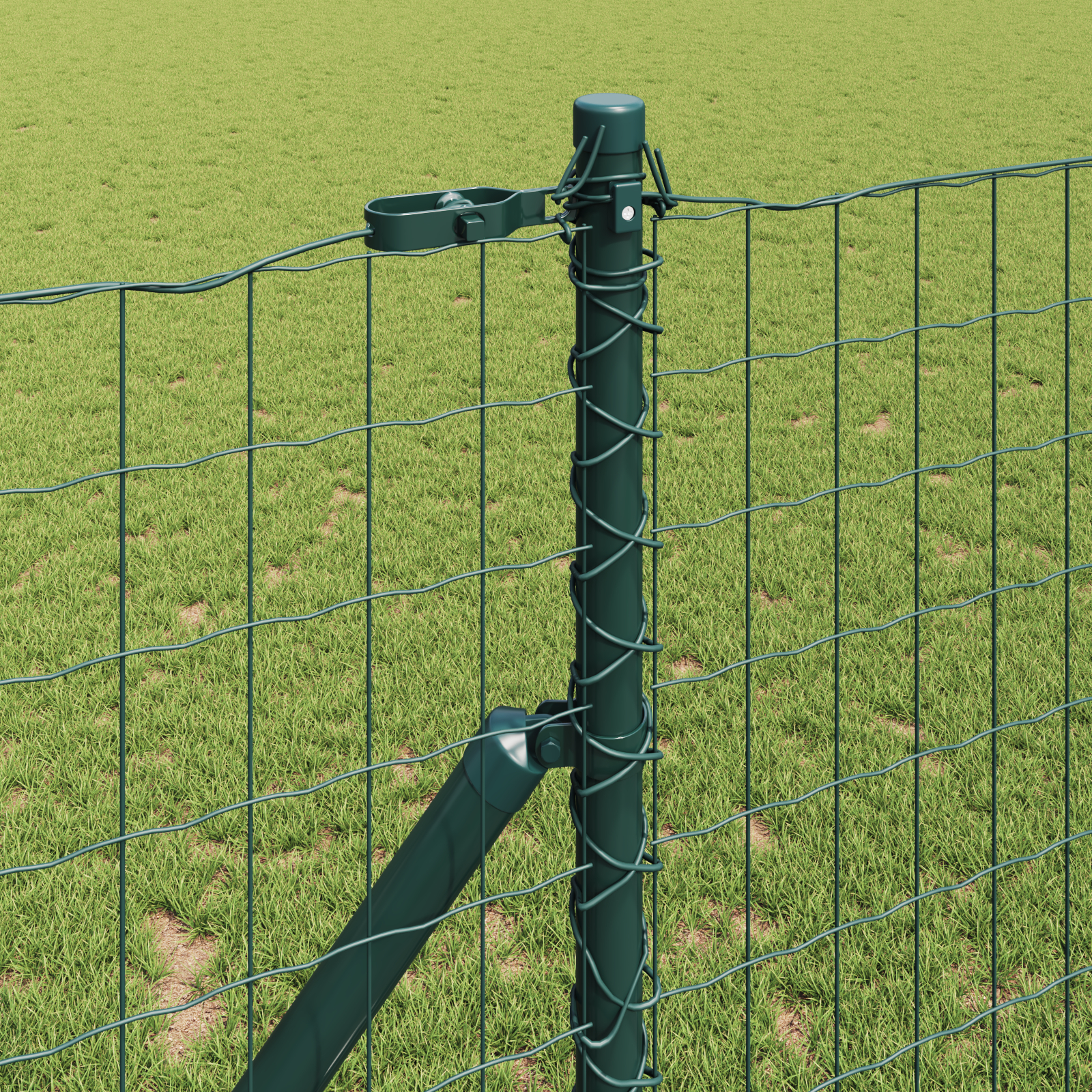 vidaXL Îngrădire cu stâlpi Verde 1.4 x 10 m Oțel