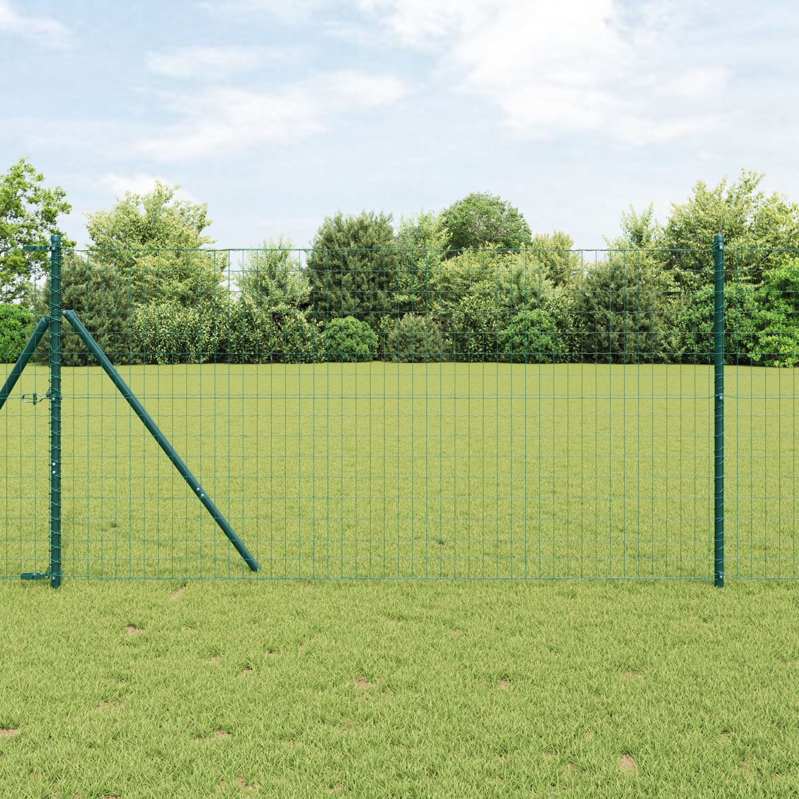 vidaXL Îngrădire cu stâlpi Verde 1.4 x 10 m Oțel