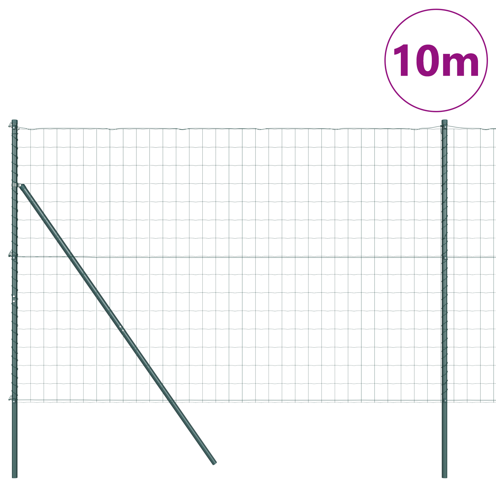 vidaXL Gard cu Stâlp Verde 1,5 x 10 m Oțel și PVC