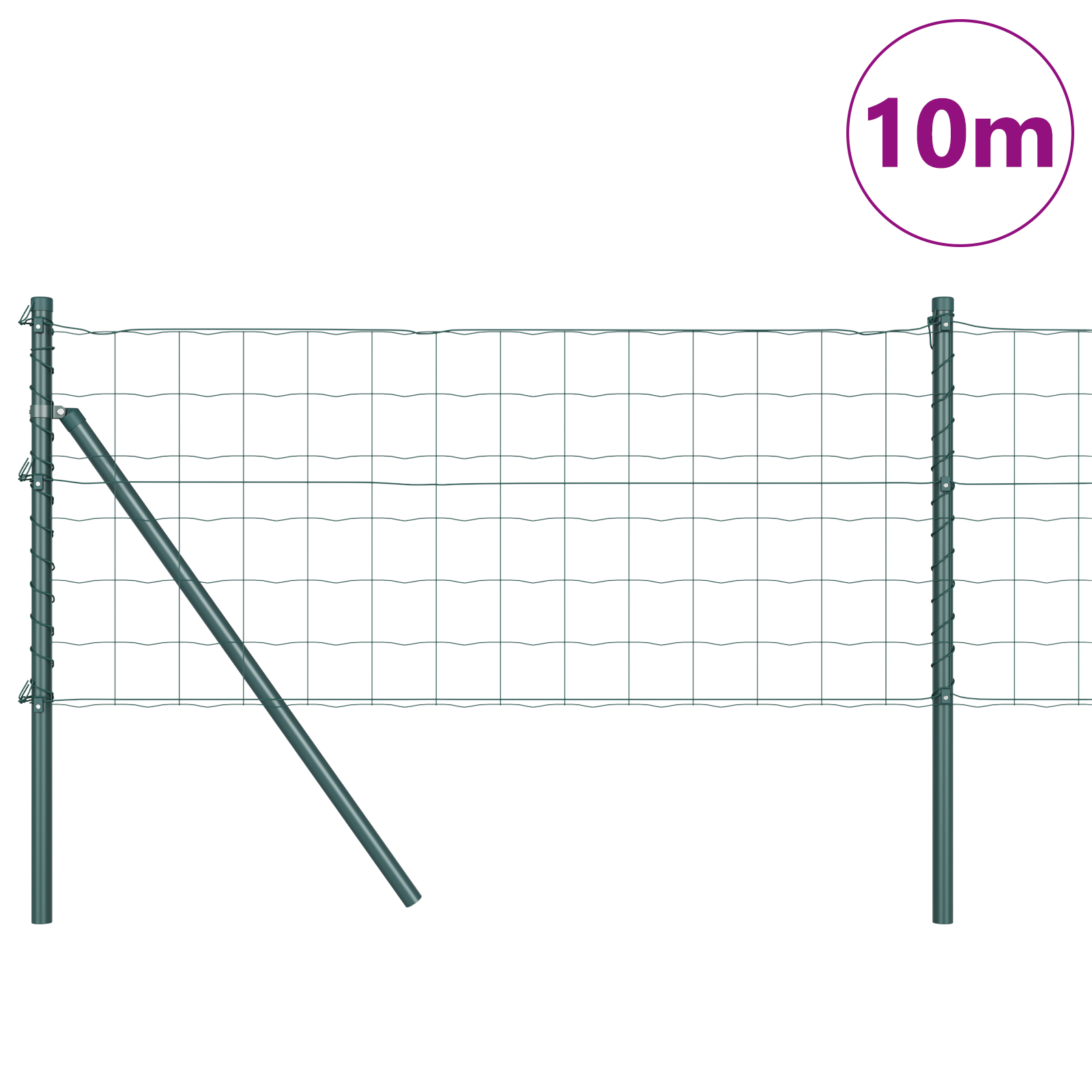 vidaXL Îngrădire cu stâlpi Verde 0.8 x 10 m Oțel