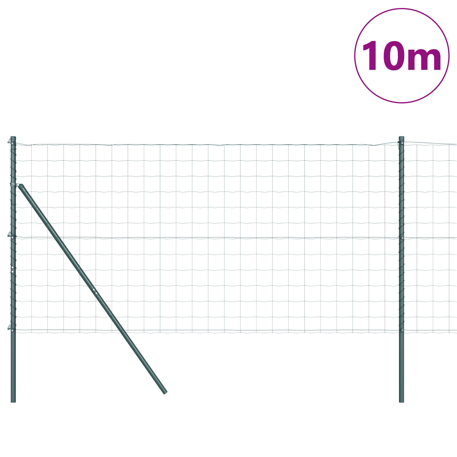vidaXL Îngrădire cu stâlpi Verde 1 x 10 m Oțel