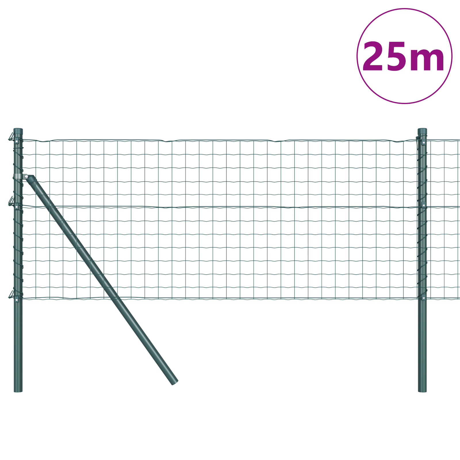 vidaXL Îngrădire cu stâlpi Verde 0.8 x 25 m Oțel