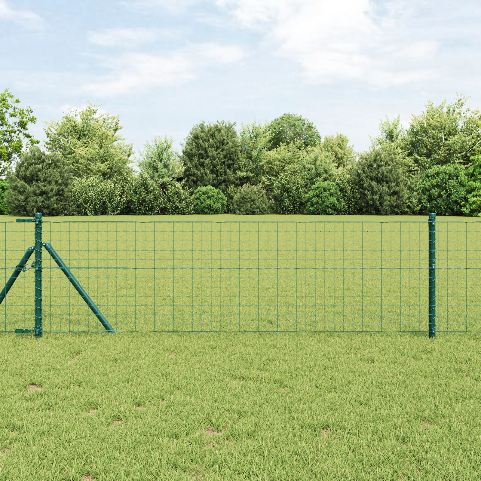 vidaXL Îngrădire cu stâlpi Verde 0.8 x 25 m Oțel