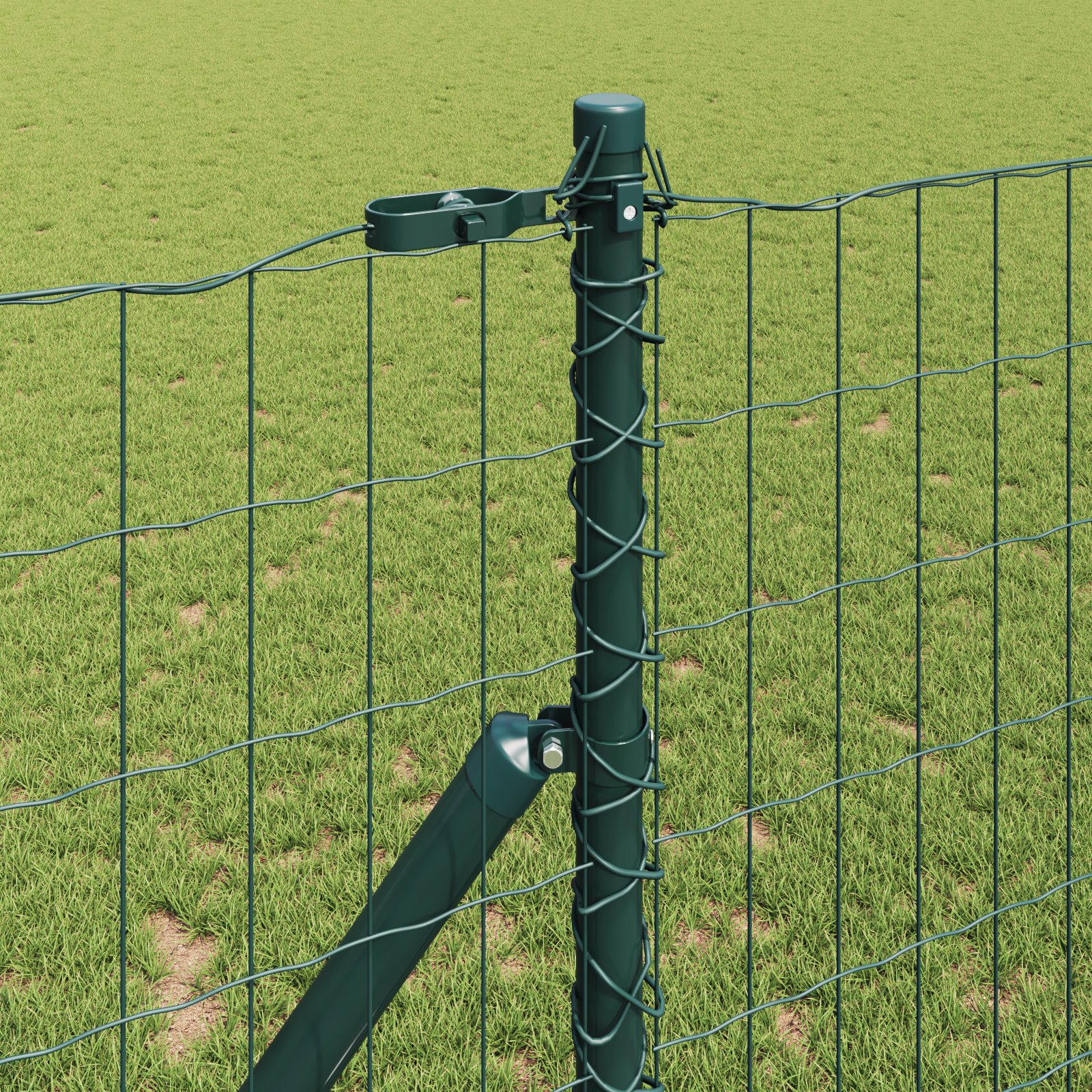 vidaXL Îngrădire cu stâlpi Verde 1 x 25 m Oțel