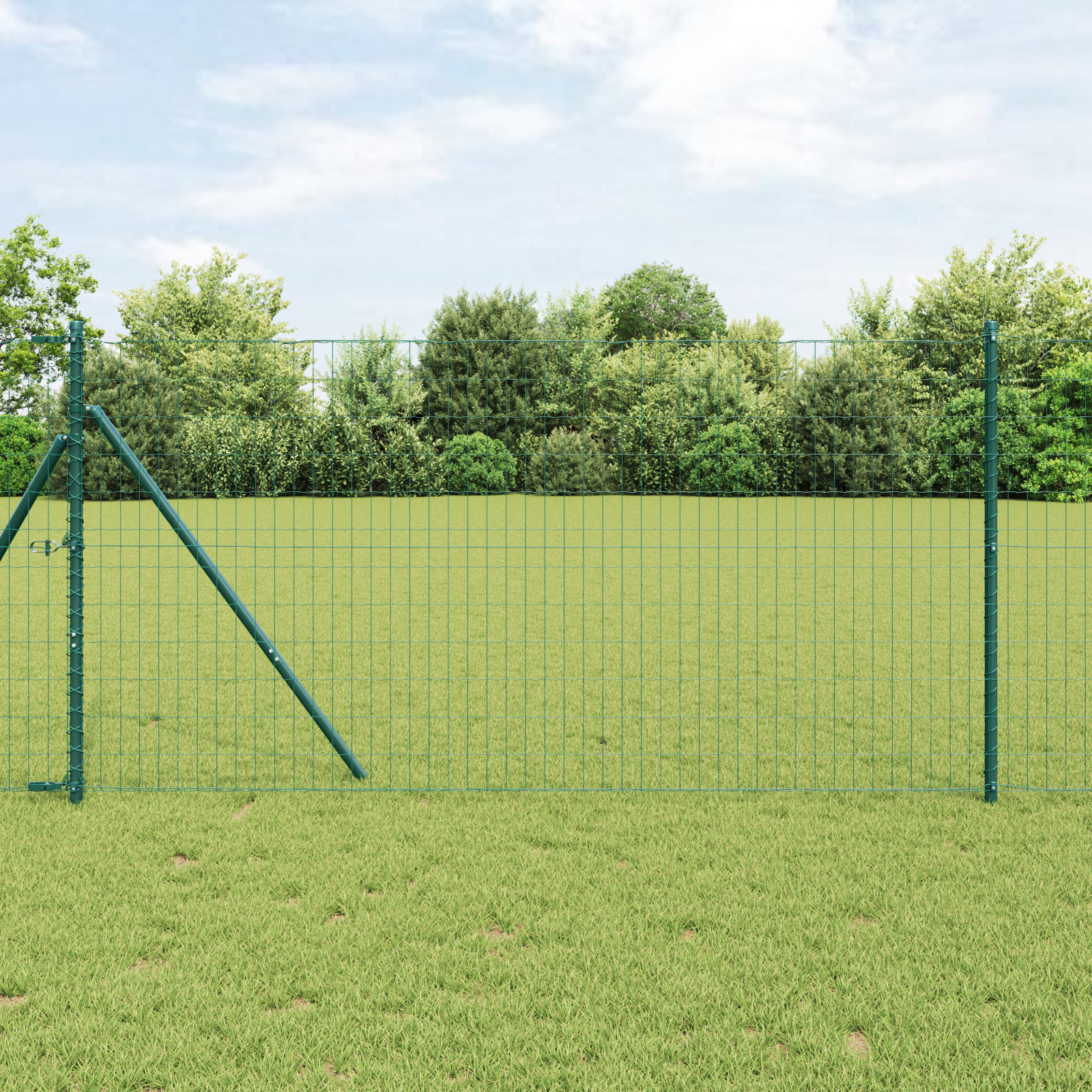 vidaXL Îngrădire cu stâlpi Verde 1 x 25 m Oțel